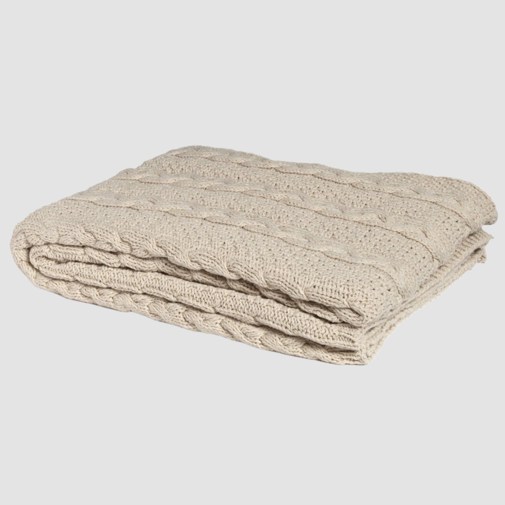 Textured Sustainable Knit Throw Blanket - Chunky Cable