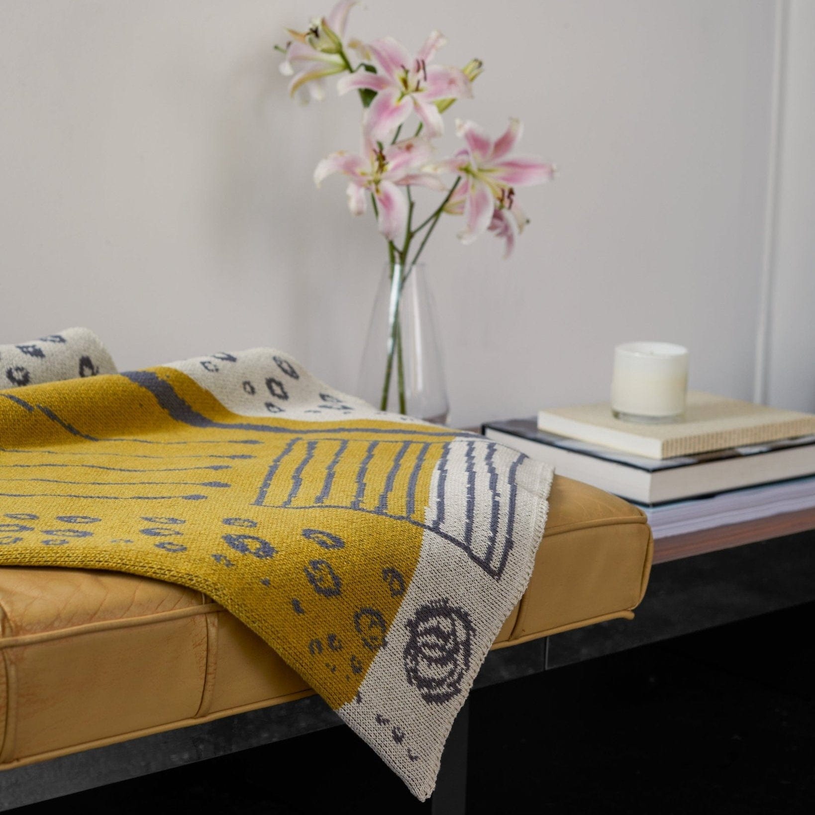 Cotton Sustainable Knit Striped Throw Blanket - Cosmos by Susy Pilgrim Waters