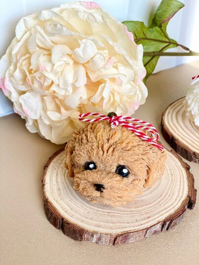 Cute Puppy Sculpture Candle – Hand-Poured Soy Wax | Ivory, Brown & Pink