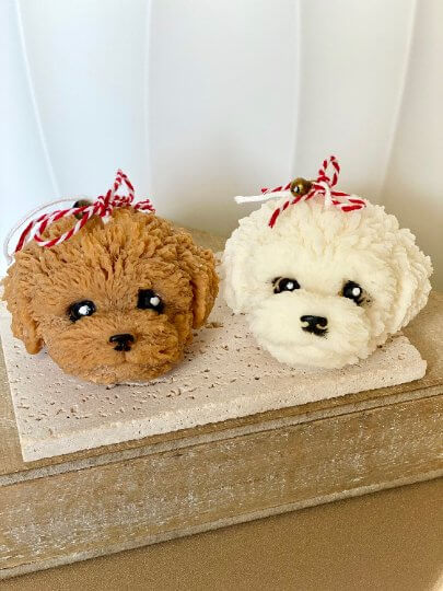 Cute Puppy Sculpture Candle – Hand-Poured Soy Wax | Ivory, Brown & Pink