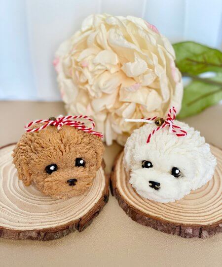 Cute Puppy Sculpture Candle – Hand-Poured Soy Wax | Ivory, Brown & Pink