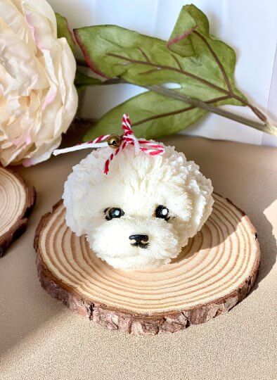Cute Puppy Sculpture Candle – Hand-Poured Soy Wax | Ivory, Brown & Pink