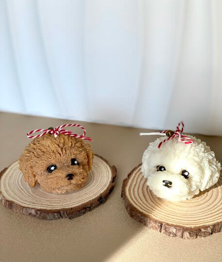 Cute Puppy Sculpture Candle – Hand-Poured Soy Wax | Ivory, Brown & Pink