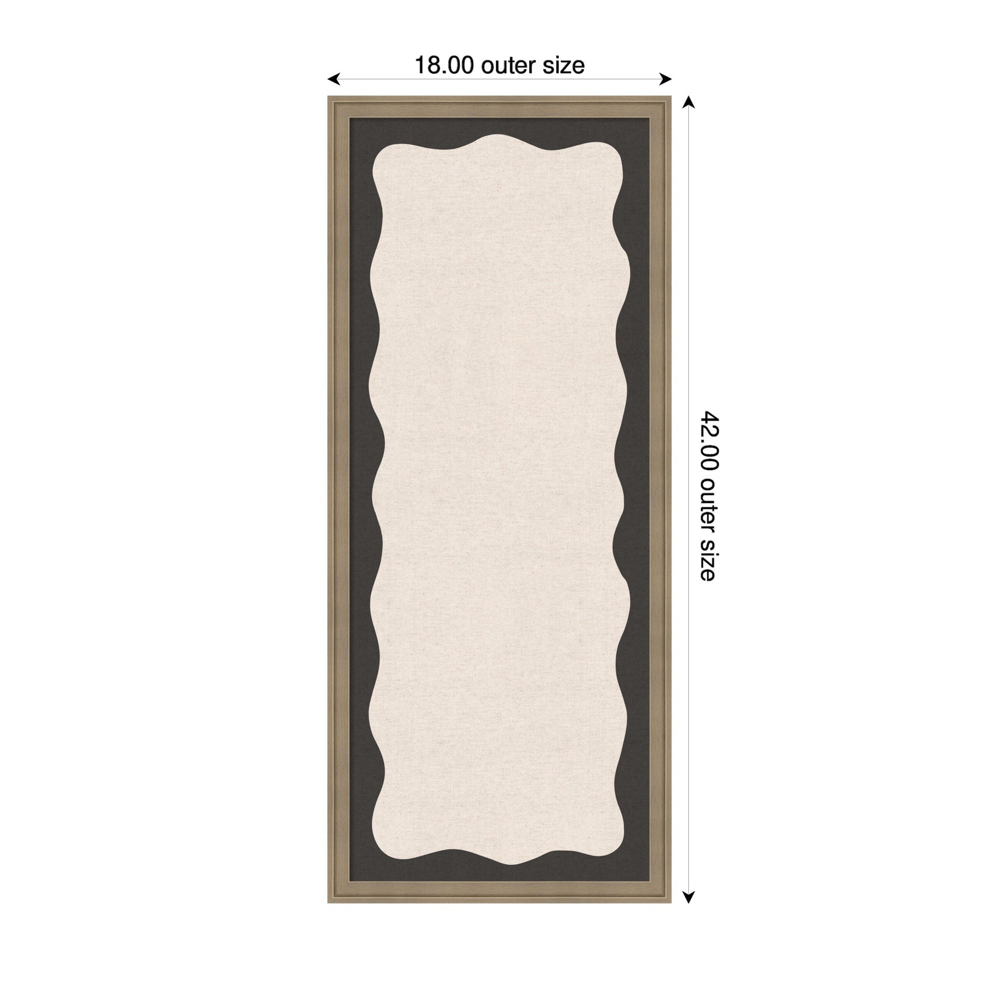 Framed Fabric Pinboard Wavy Linen Light and Black Wall Organization