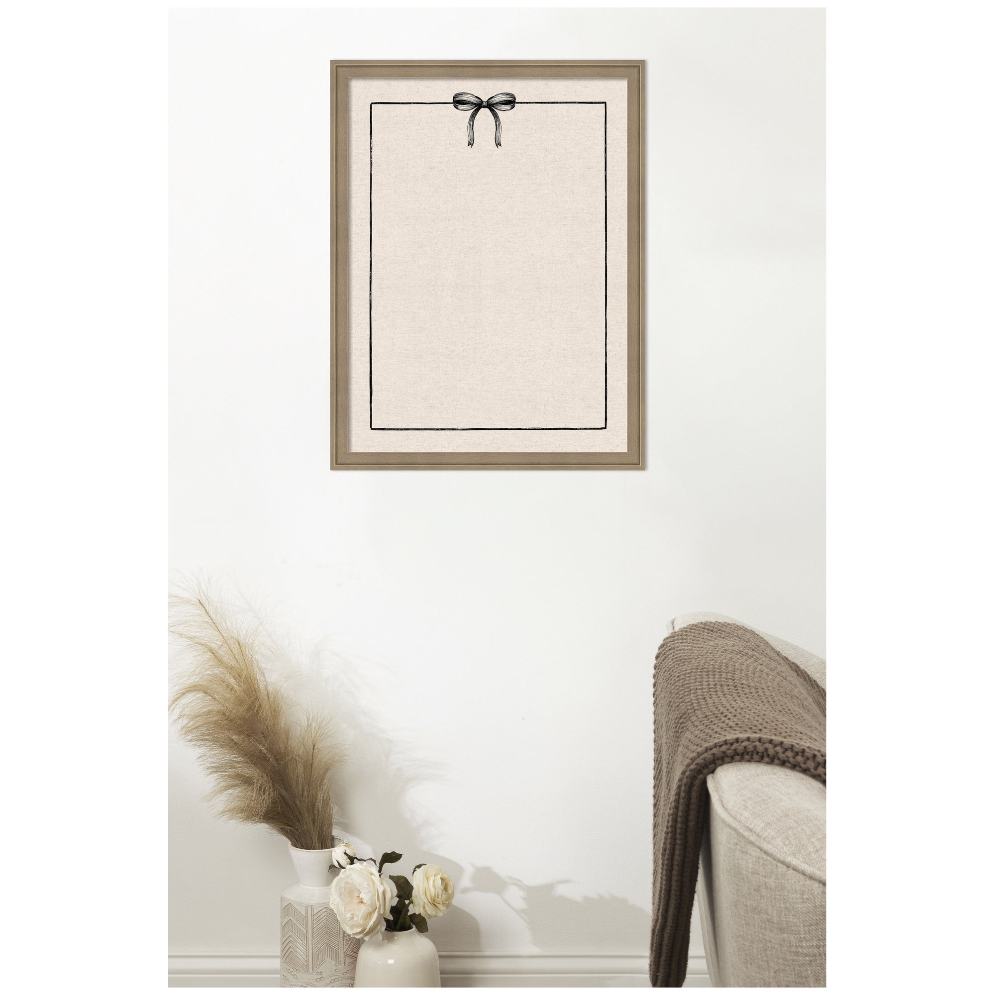 Framed Fabric Pinboard Linen Coquette Black Bow Frame Wall Organization