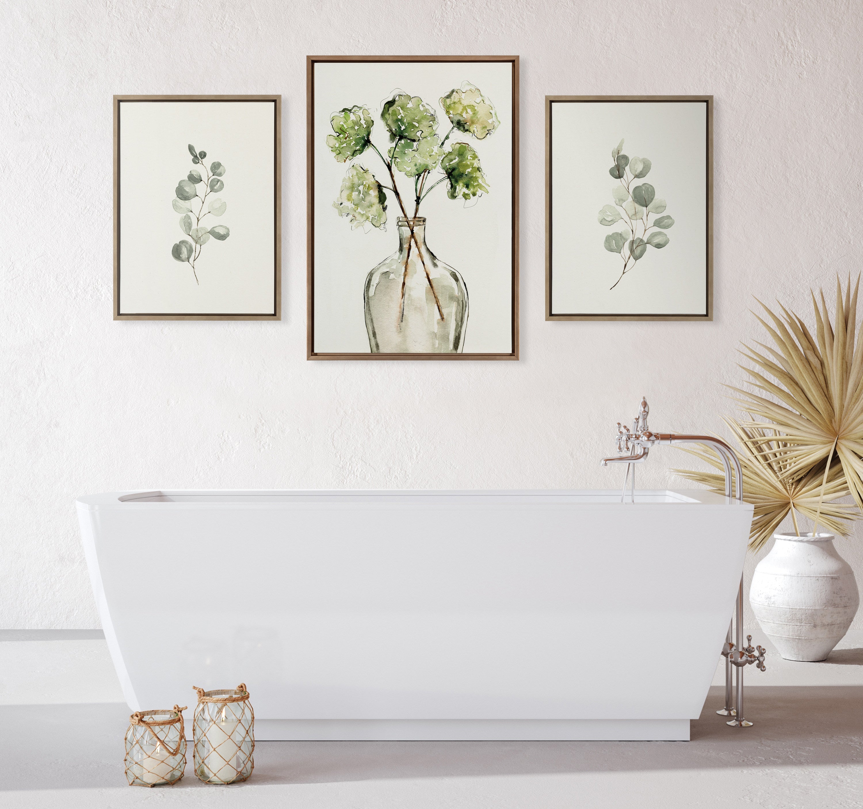 Sylvie Greenery Vase Framed Canvas by Sara Berrenson