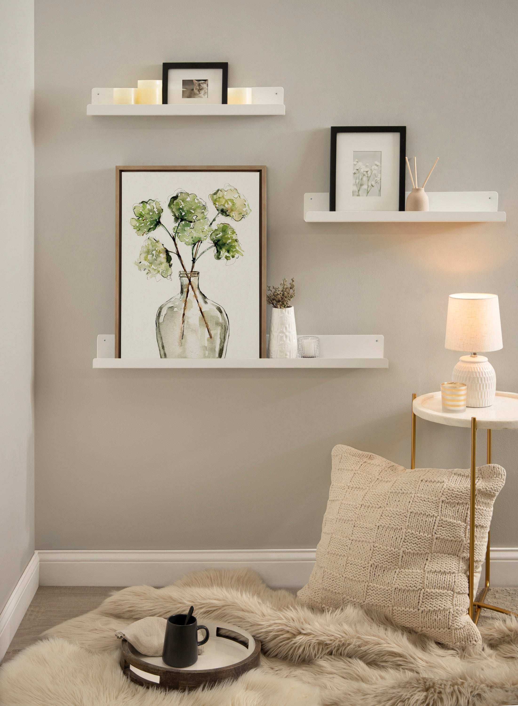 Sylvie Greenery Vase Framed Canvas by Sara Berrenson