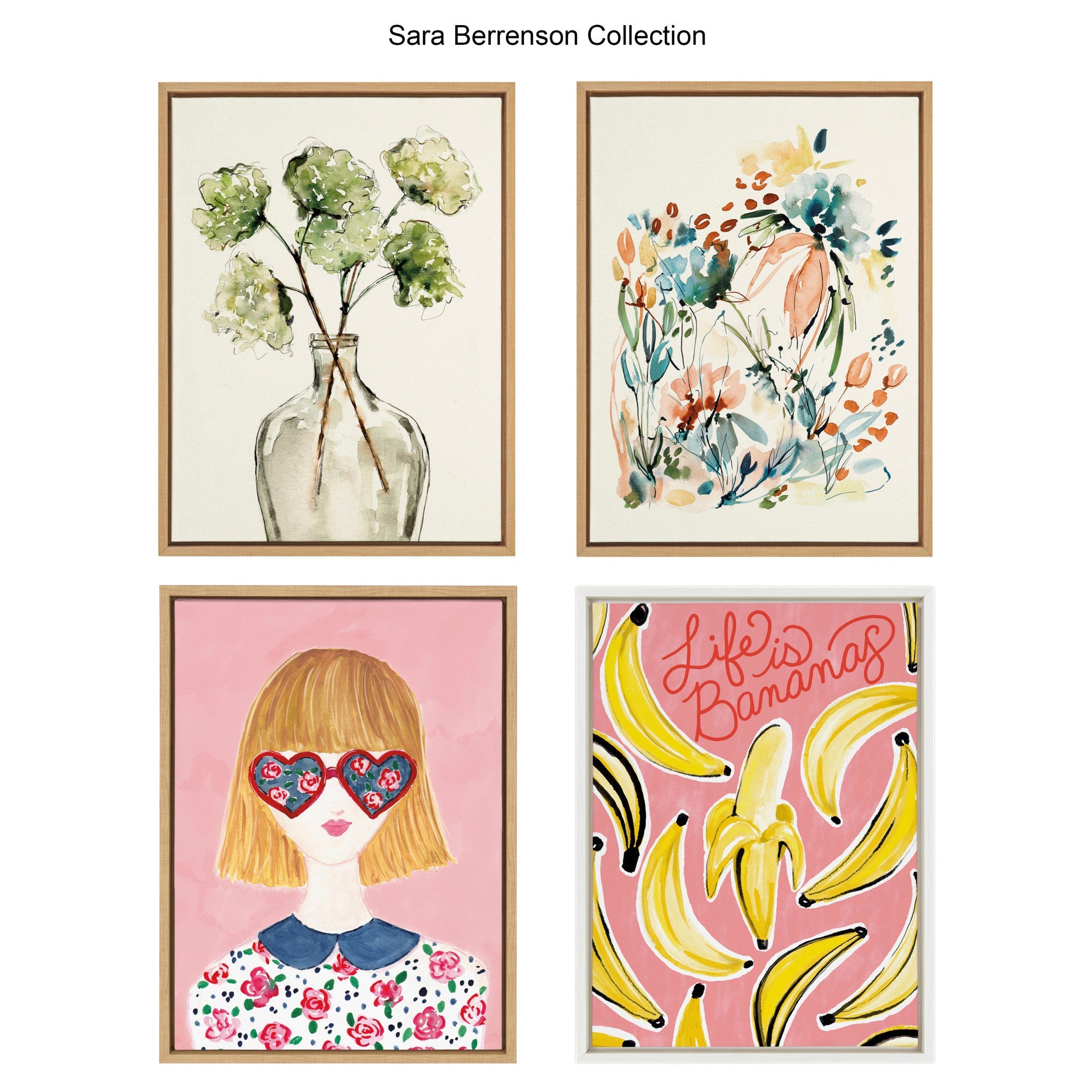 Sylvie Greenery Vase Framed Canvas by Sara Berrenson