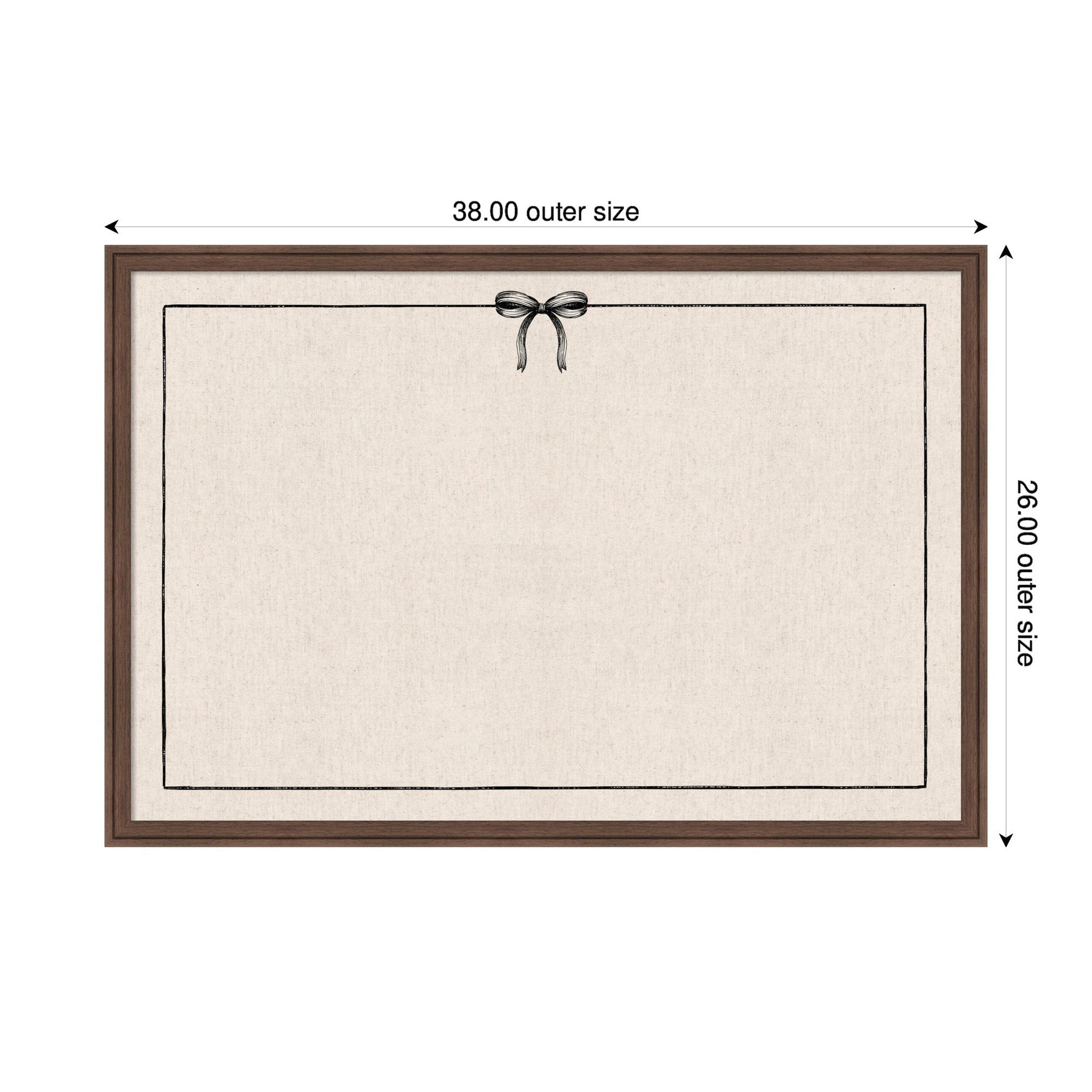 Framed Fabric Pinboard Linen Coquette Black Bow Frame Wall Organization