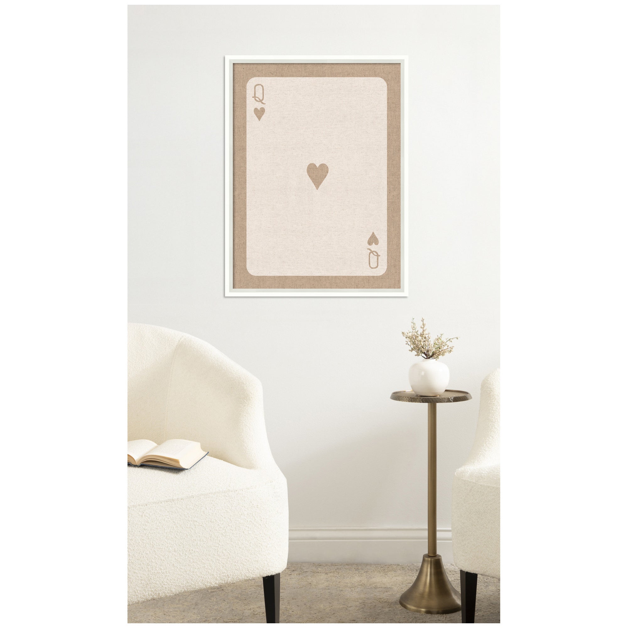 Framed Fabric Pinboard Queen of Hearts Linen Texture Wall Organization