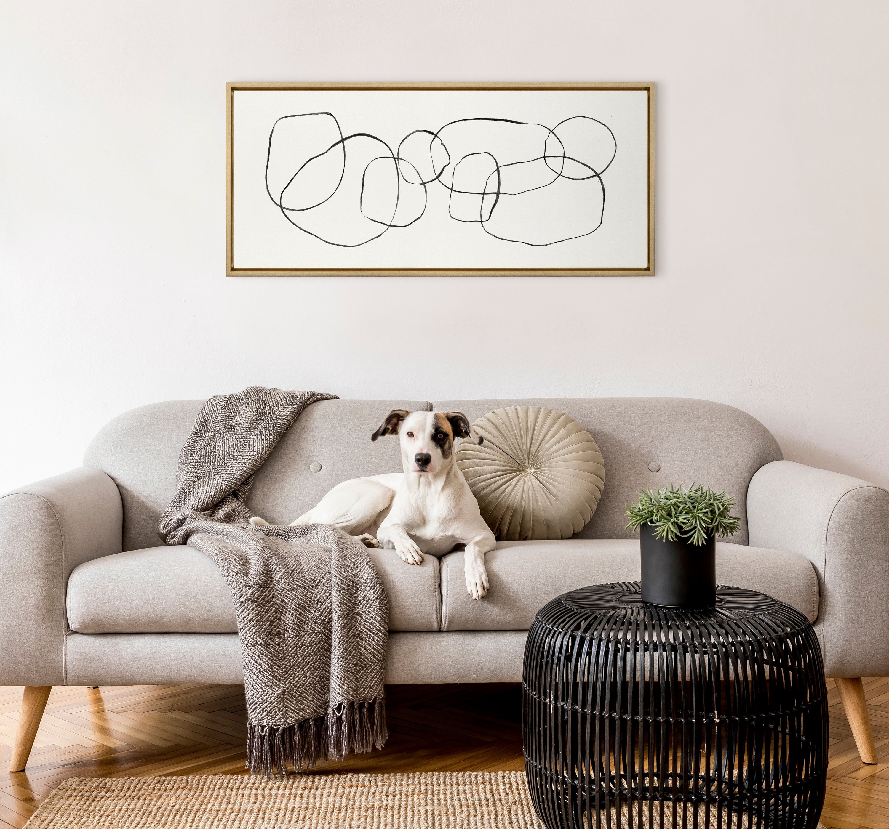 Sylvie Dancing Circles Framed Canvas by Teju Reval of SnazzyHues