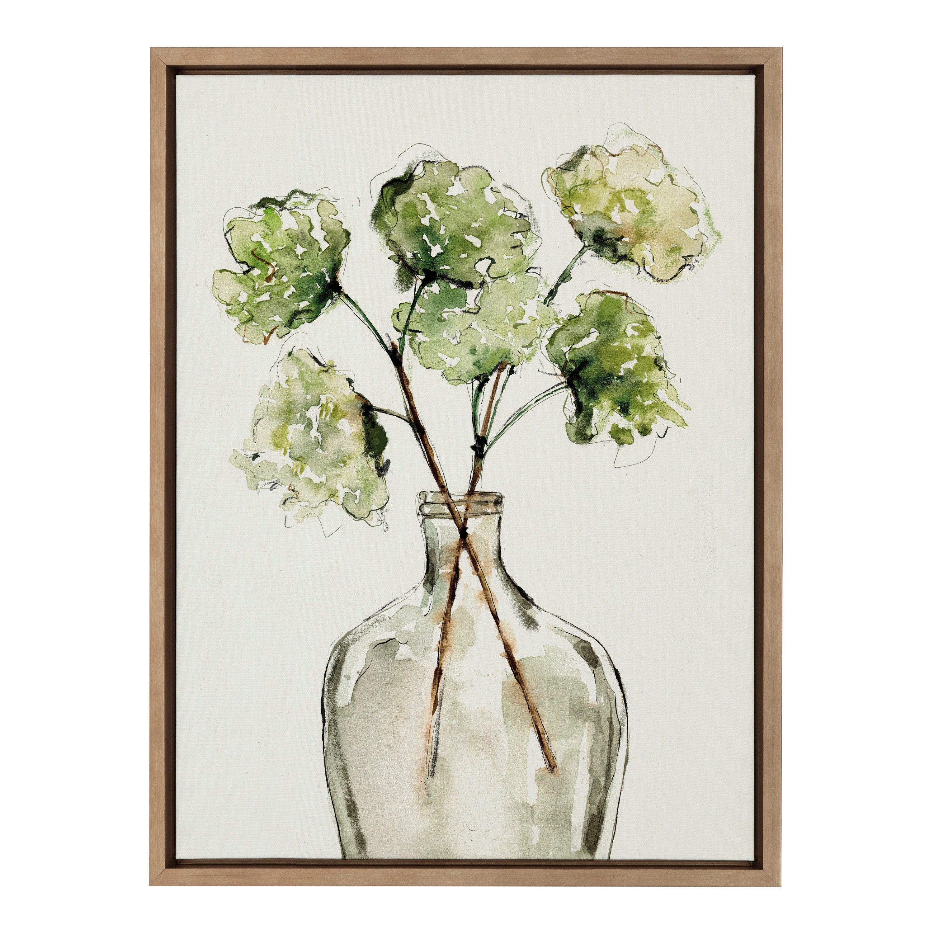 Sylvie Greenery Vase Framed Canvas by Sara Berrenson