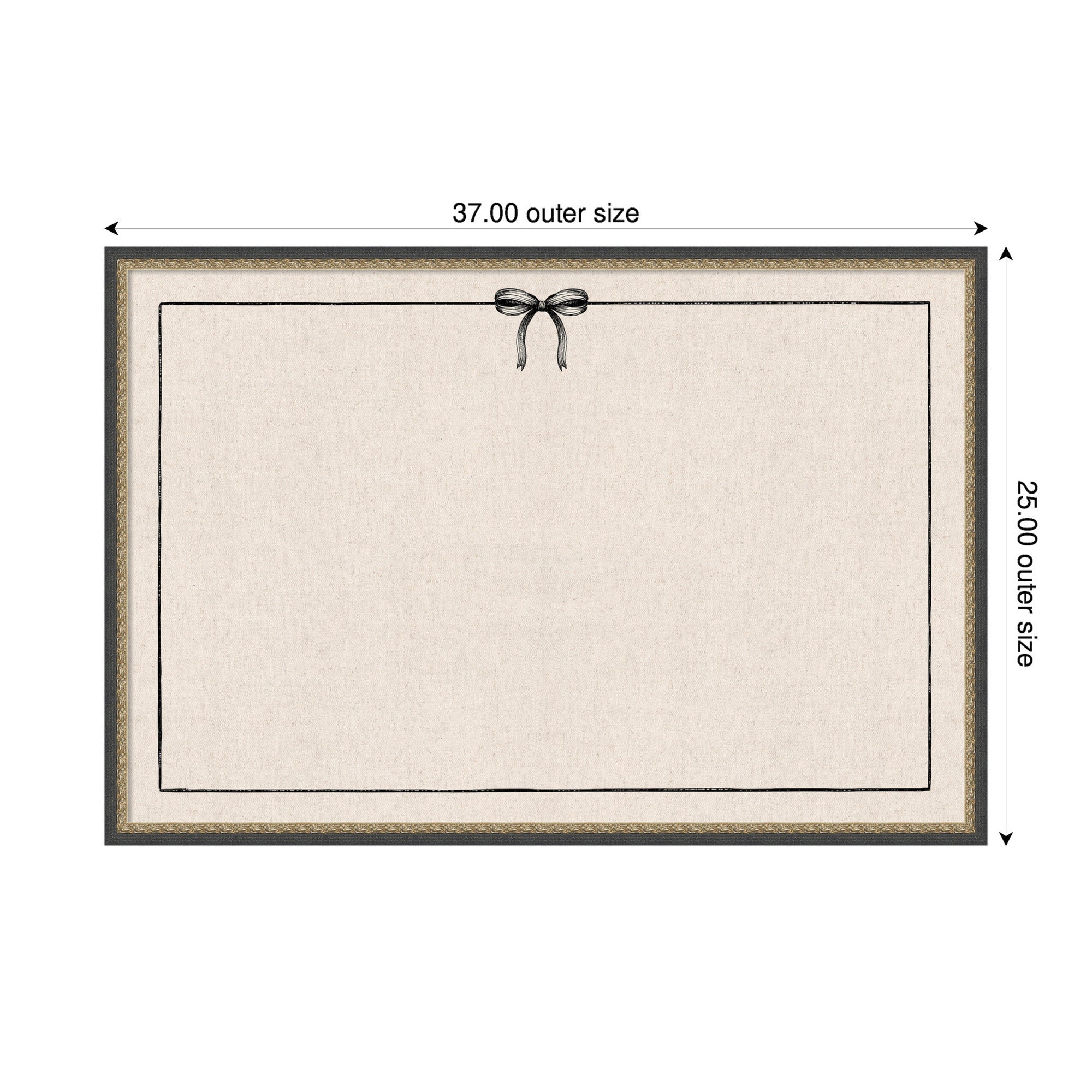 Framed Fabric Pinboard Linen Coquette Black Bow Frame Wall Organization