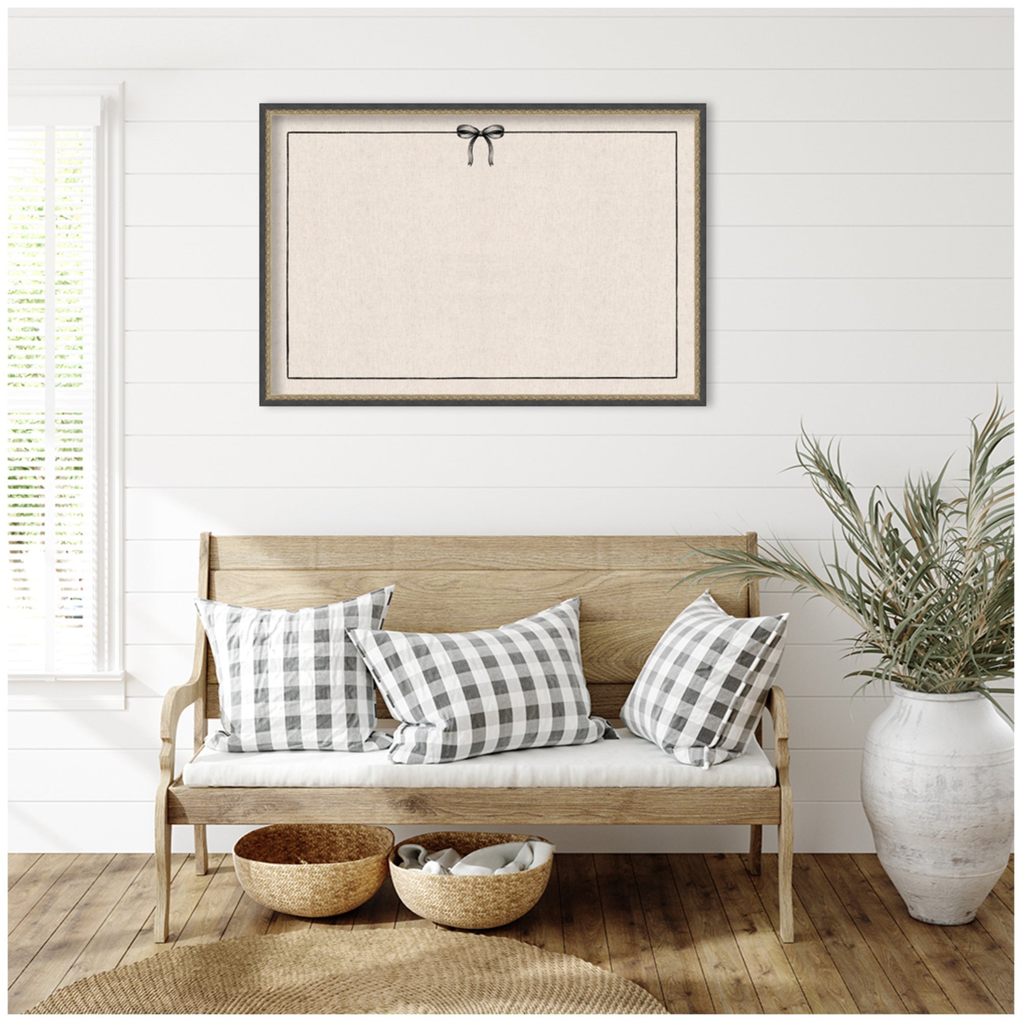 Framed Fabric Pinboard Linen Coquette Black Bow Frame Wall Organization