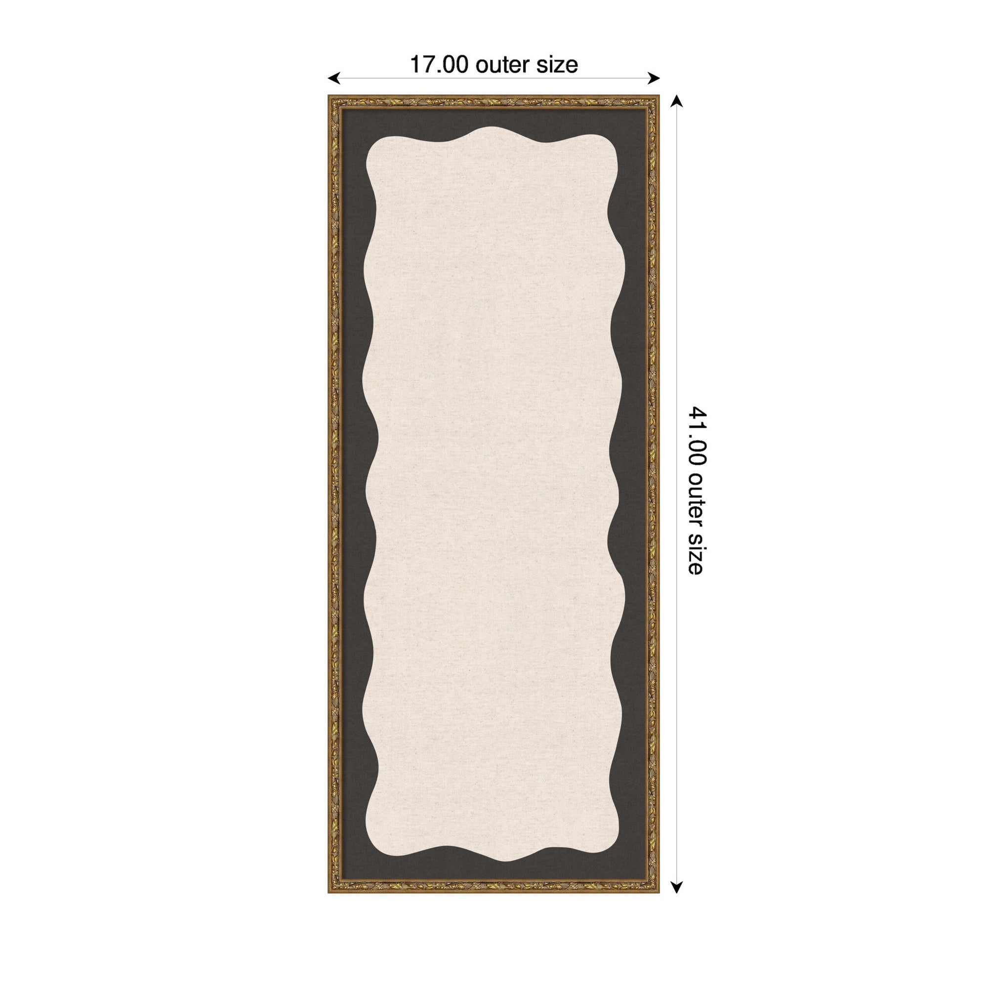 Framed Fabric Pinboard Wavy Linen Light and Black Wall Organization