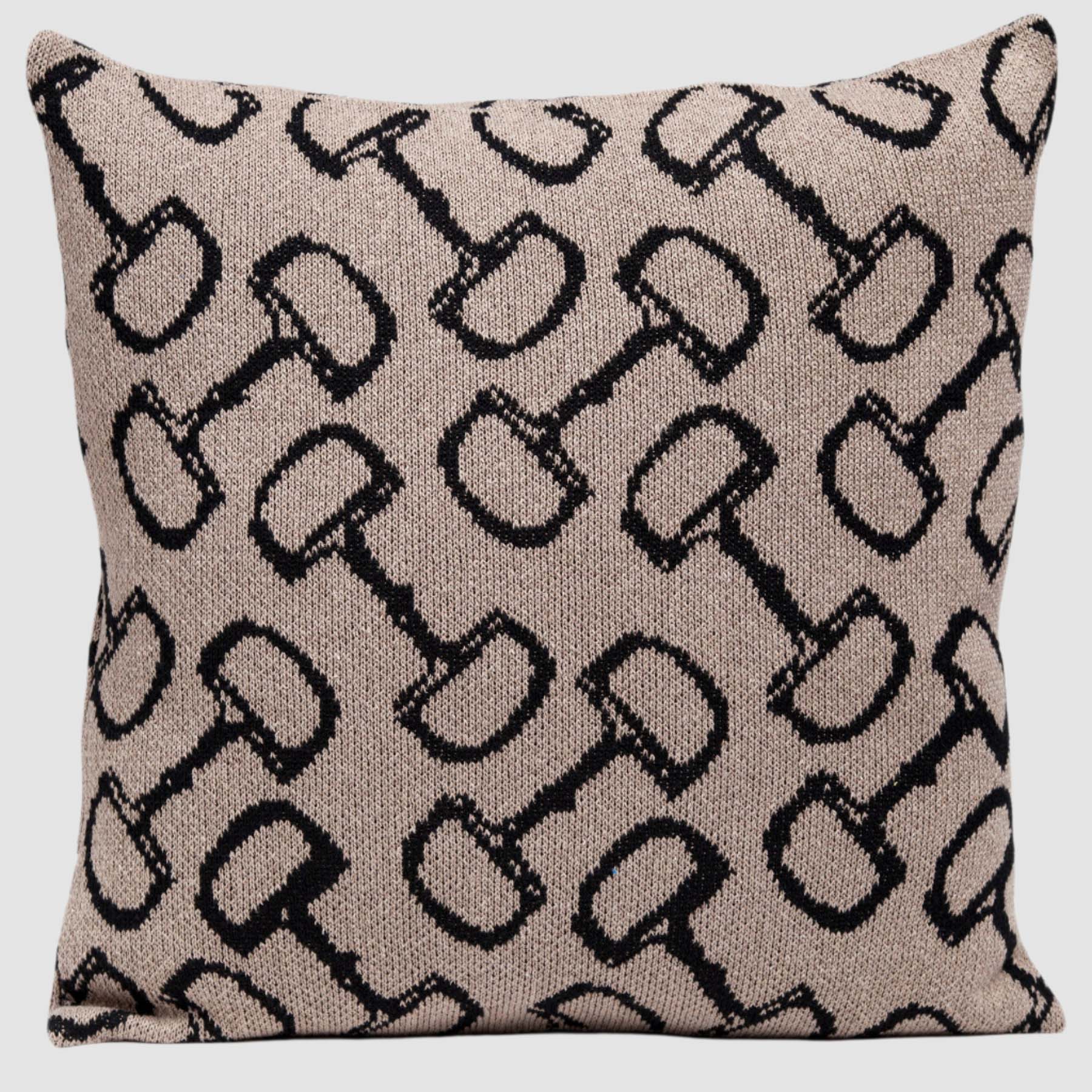 Sustainable Knit Pillow - Equestrian Horse Bit Design
