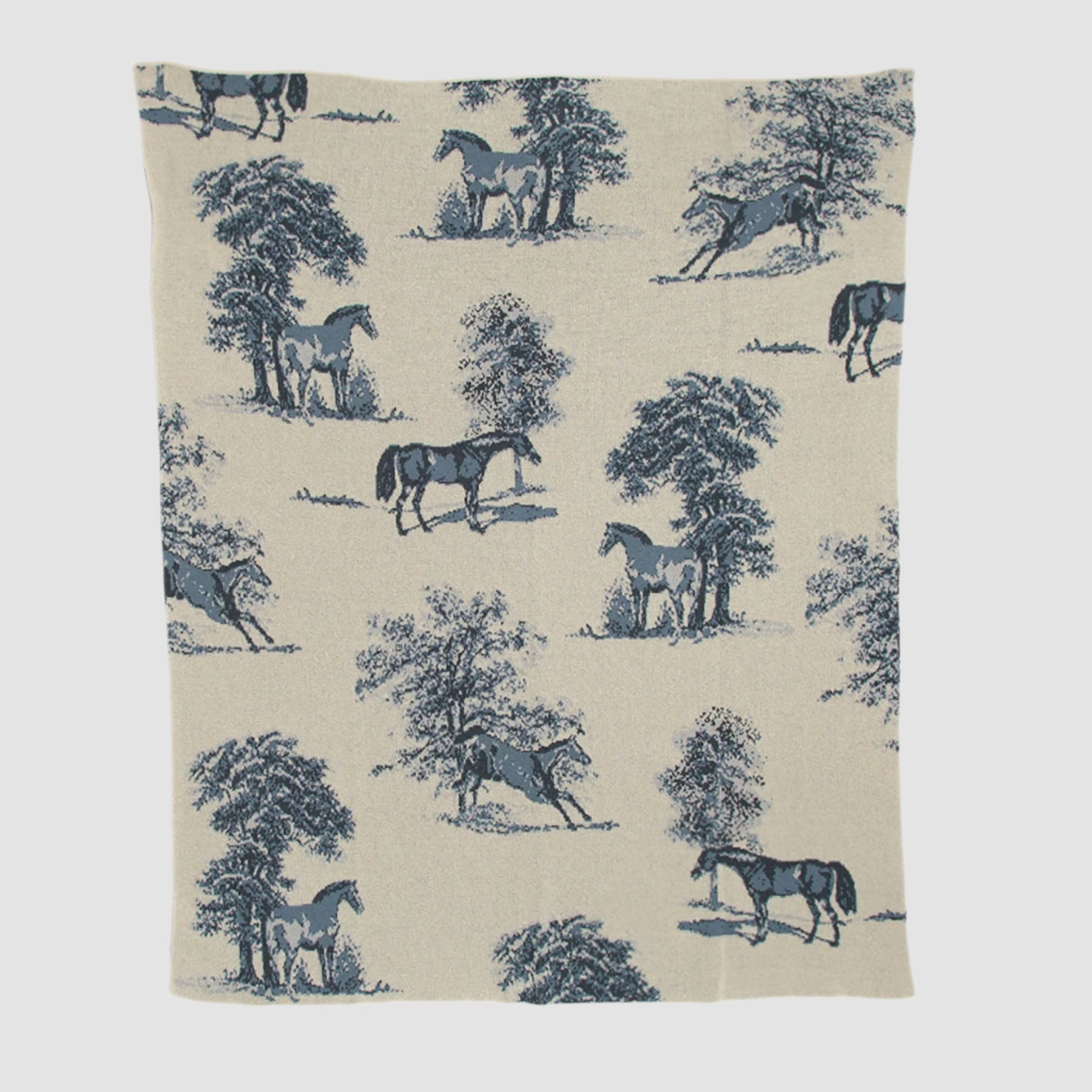 Eco-Friendly Equestrian Toile Throw Blanket - 60" x 50"