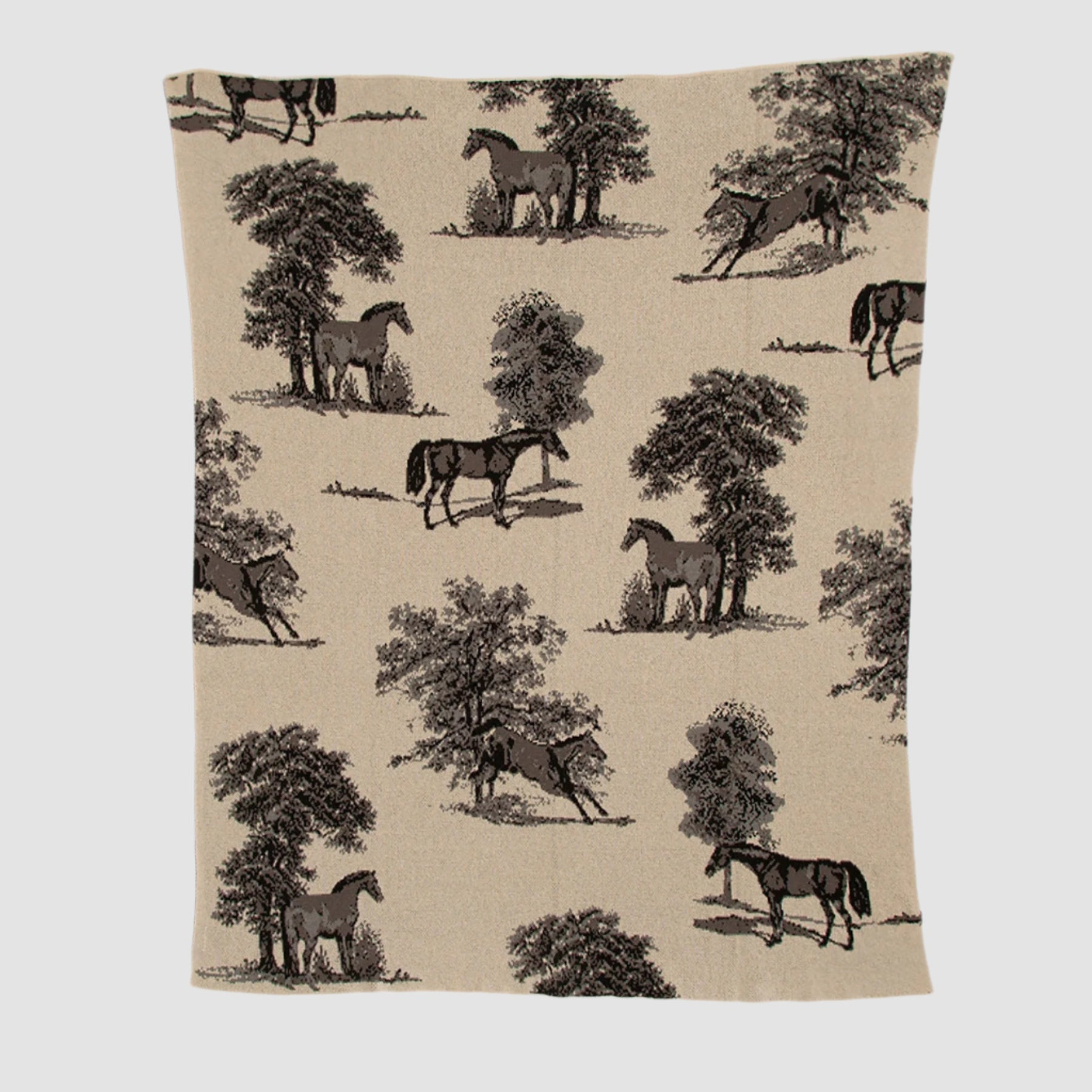 Eco-Friendly Equestrian Toile Throw Blanket - 60" x 50"
