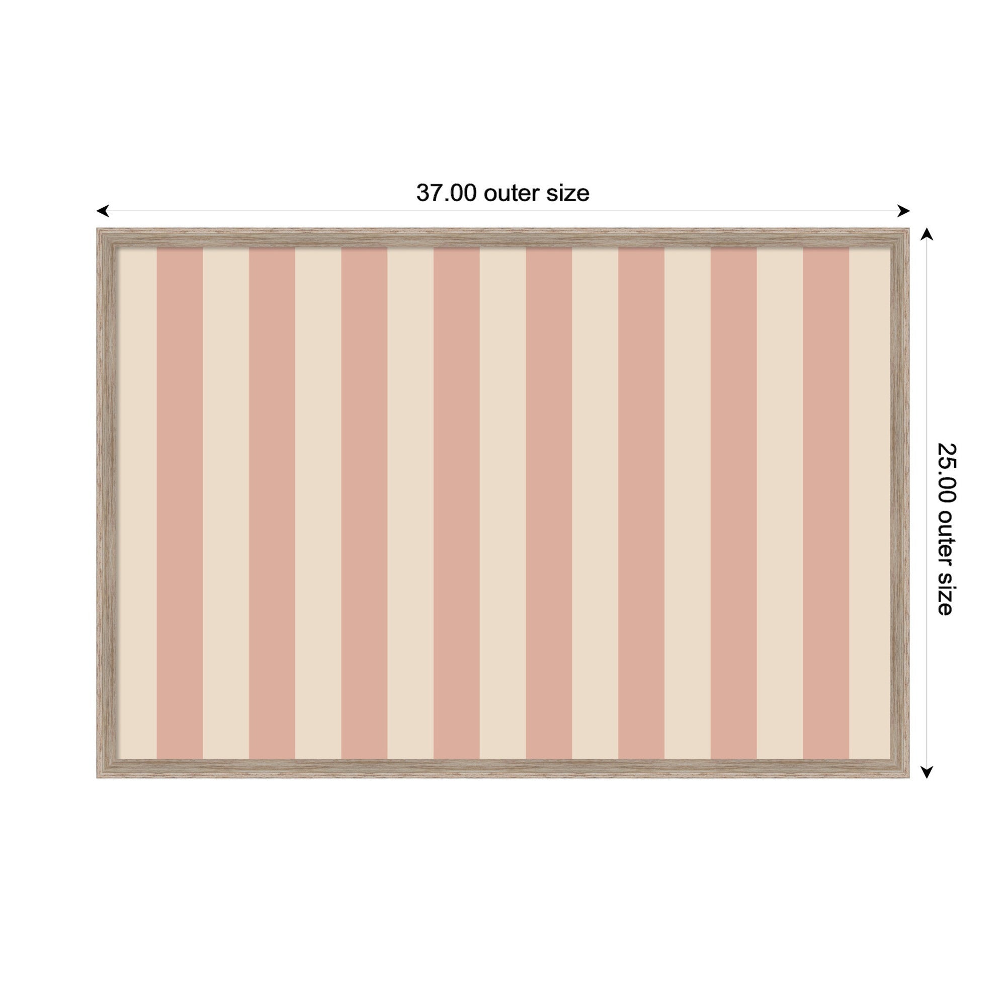 Framed Fabric Pinboard Wide Stripes Pink Wall Organization