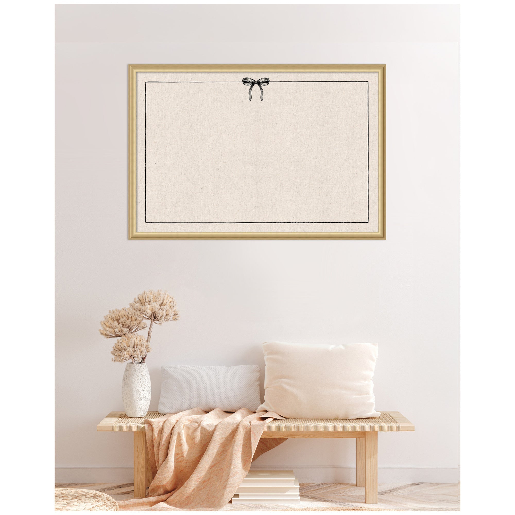 Framed Fabric Pinboard Linen Coquette Black Bow Frame Wall Organization