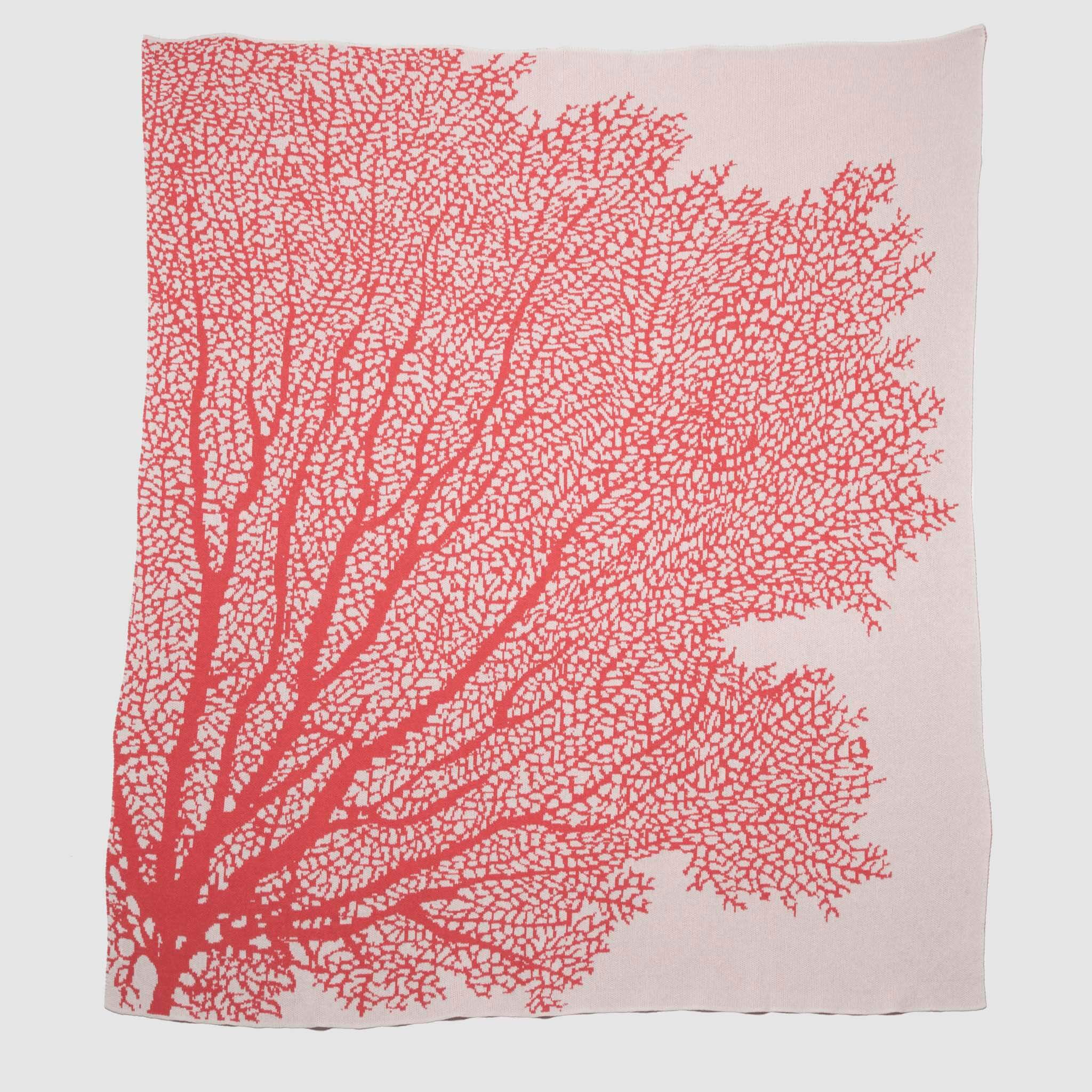 Cotton Sustainable Knit Throw Blanket - Coastal Fan Coral