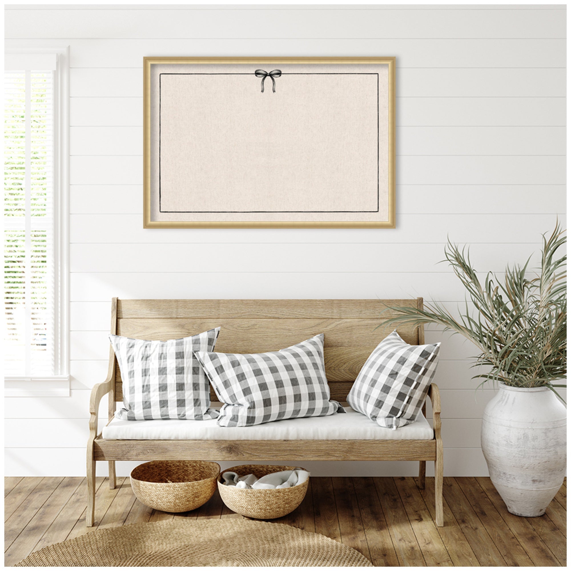Framed Fabric Pinboard Linen Coquette Black Bow Frame Wall Organization