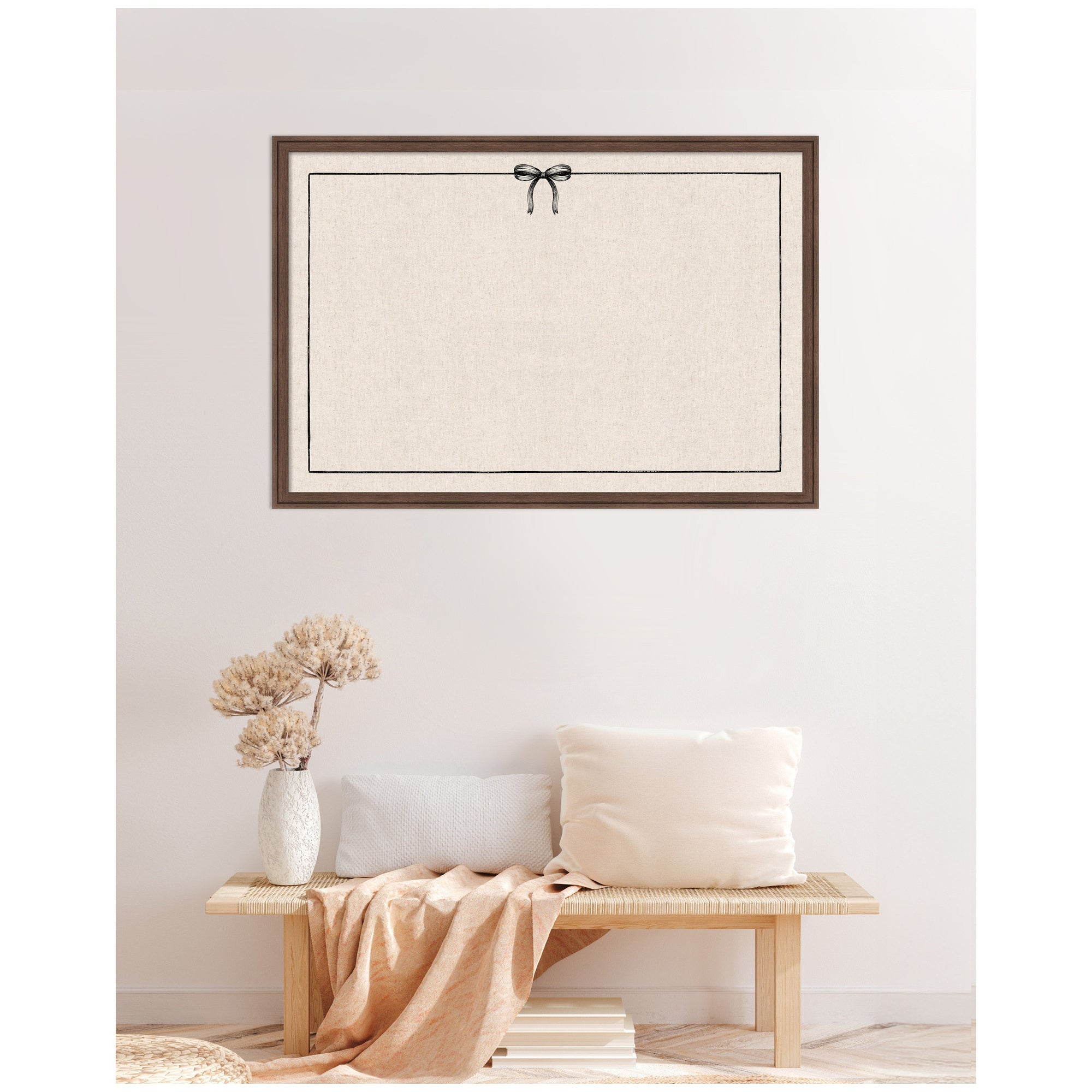 Framed Fabric Pinboard Linen Coquette Black Bow Frame Wall Organization