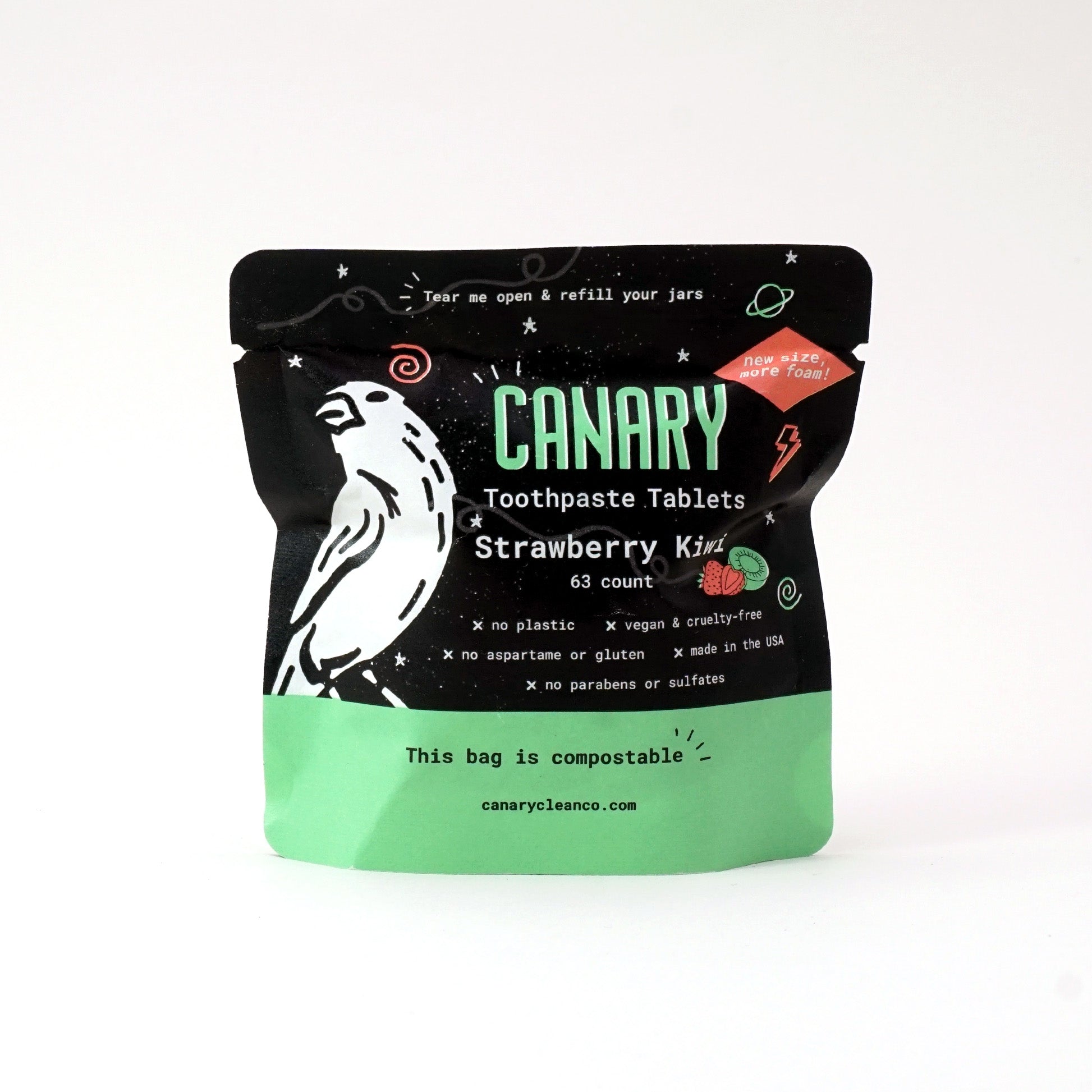 Eco-Friendly Strawberry Kiwi Toothpaste Tablets