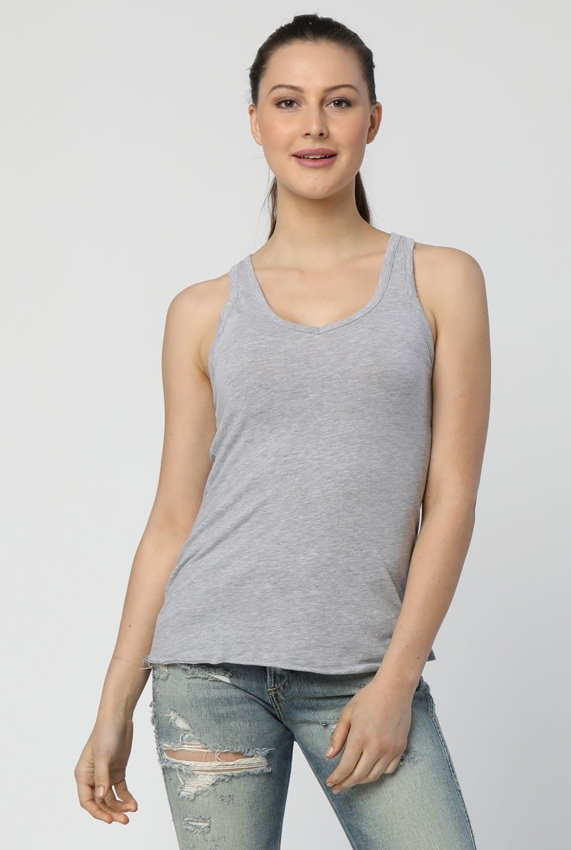 Deep V-Neck Scoop Cotton Tank Top
