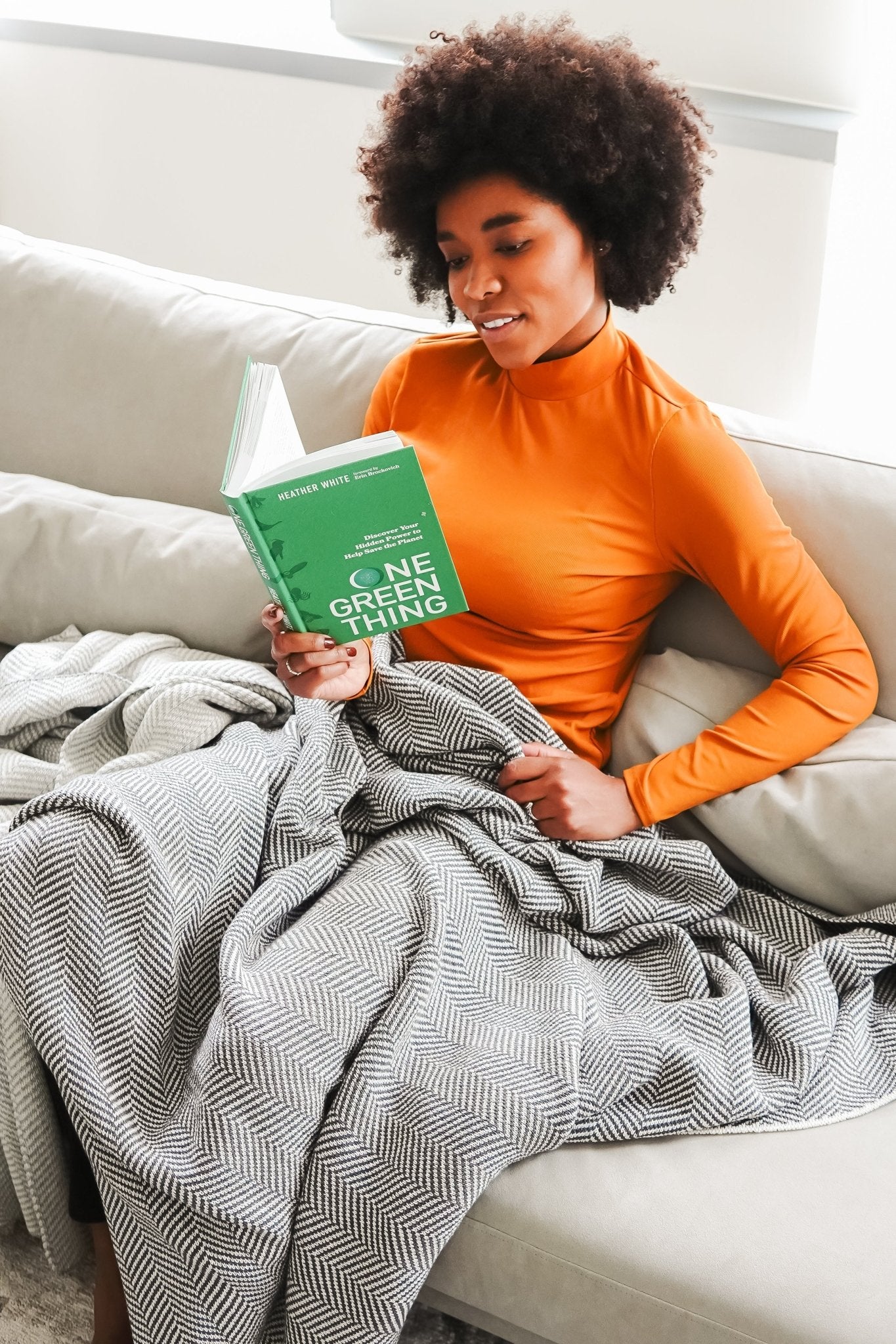 Eco-Friendly Herringbone Throw Blanket - 60" x 50"