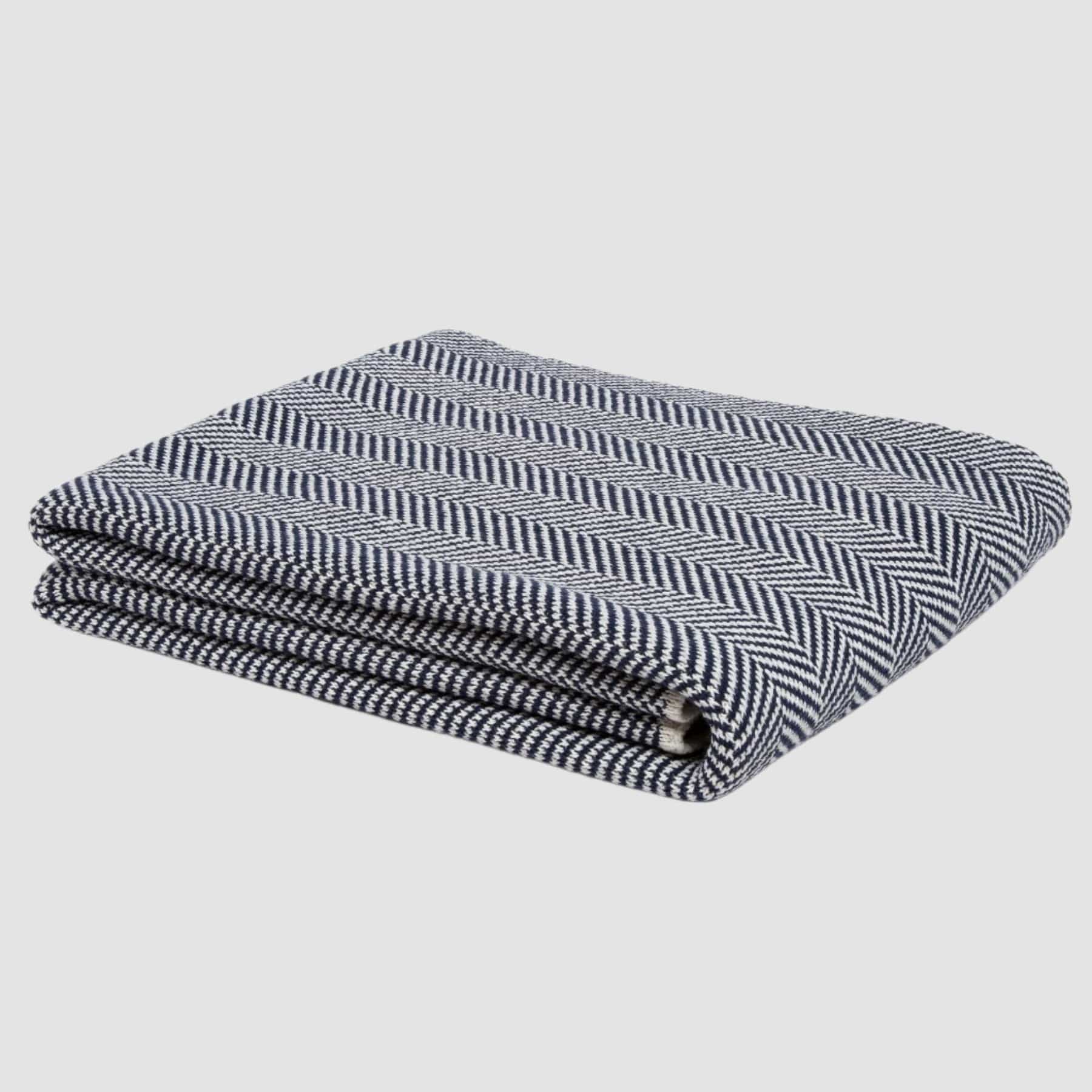 Cotton Sustainable Knit Throw Blanket - Herringbone