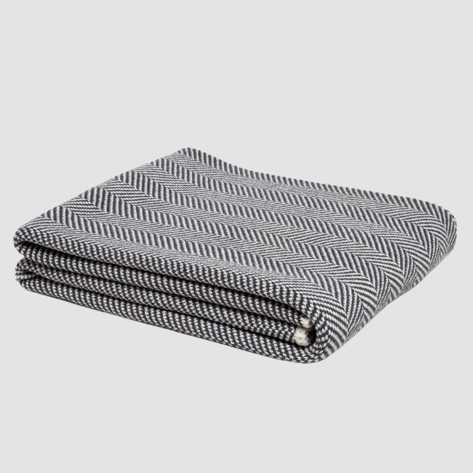 Cotton Sustainable Knit Throw Blanket - Herringbone