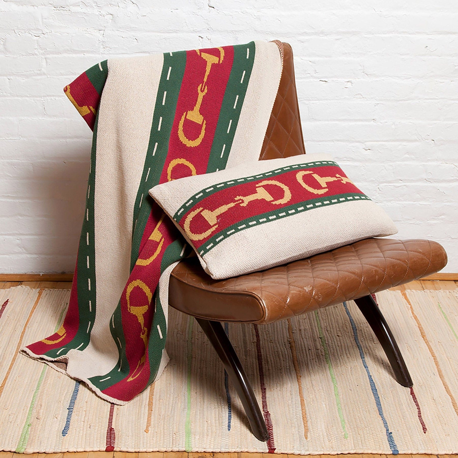 Sustainable Knit Pillow - Horse Bit Stripe Equestrian