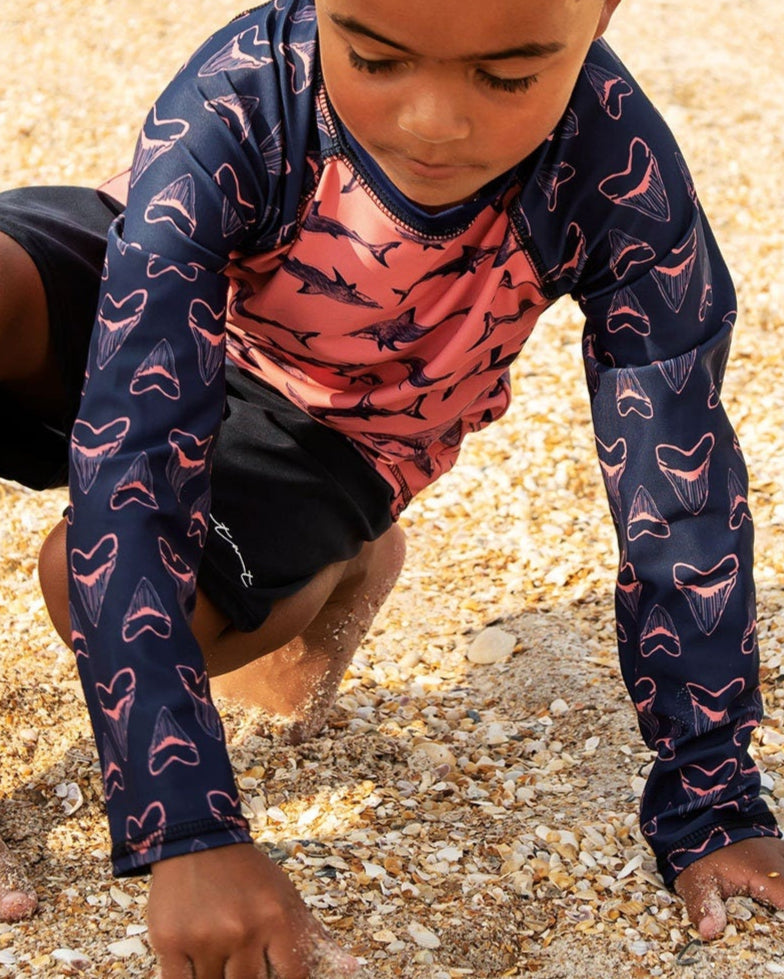 Boys Shark Bite UPF Long Sleeve Sun Shirt