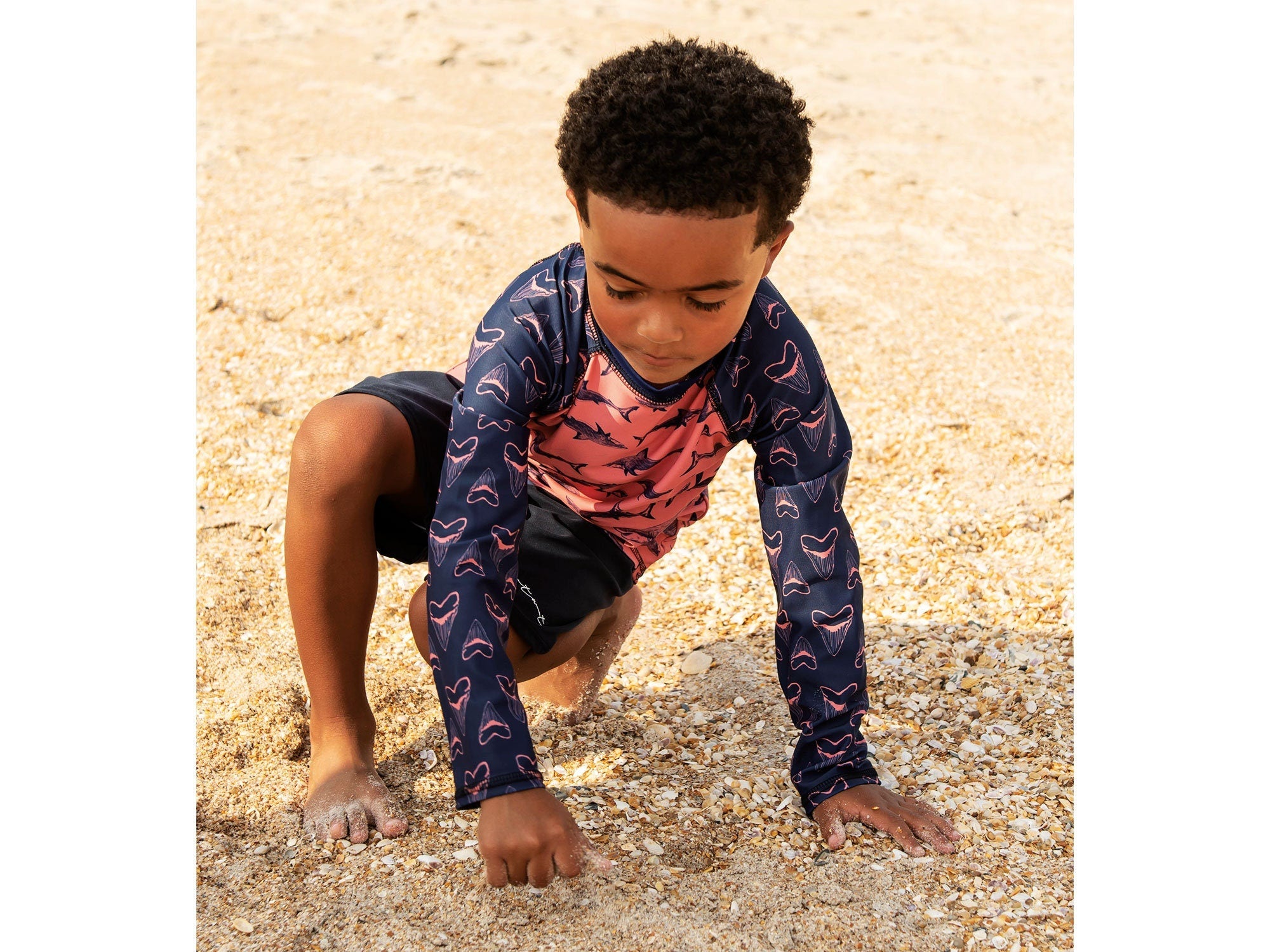 Kids Shark Bite Rash Guard Shirt and Swim Bottom Set