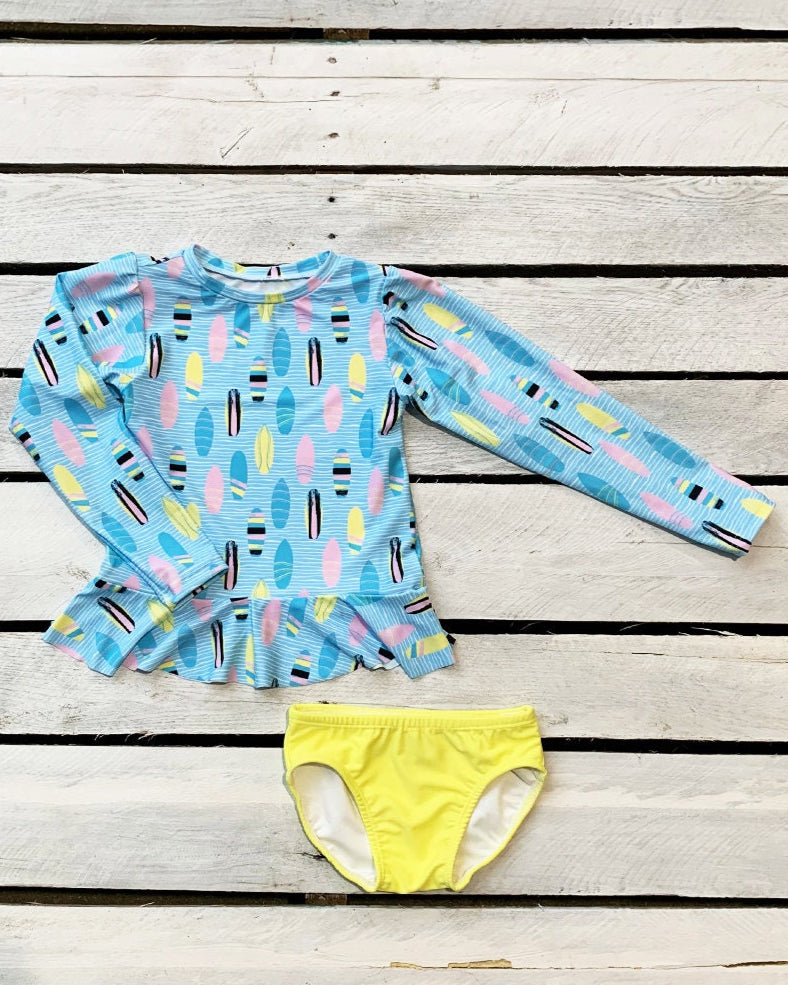Girls Surf's Up UPF 50 Sun Shirt and Swim Bottom Set