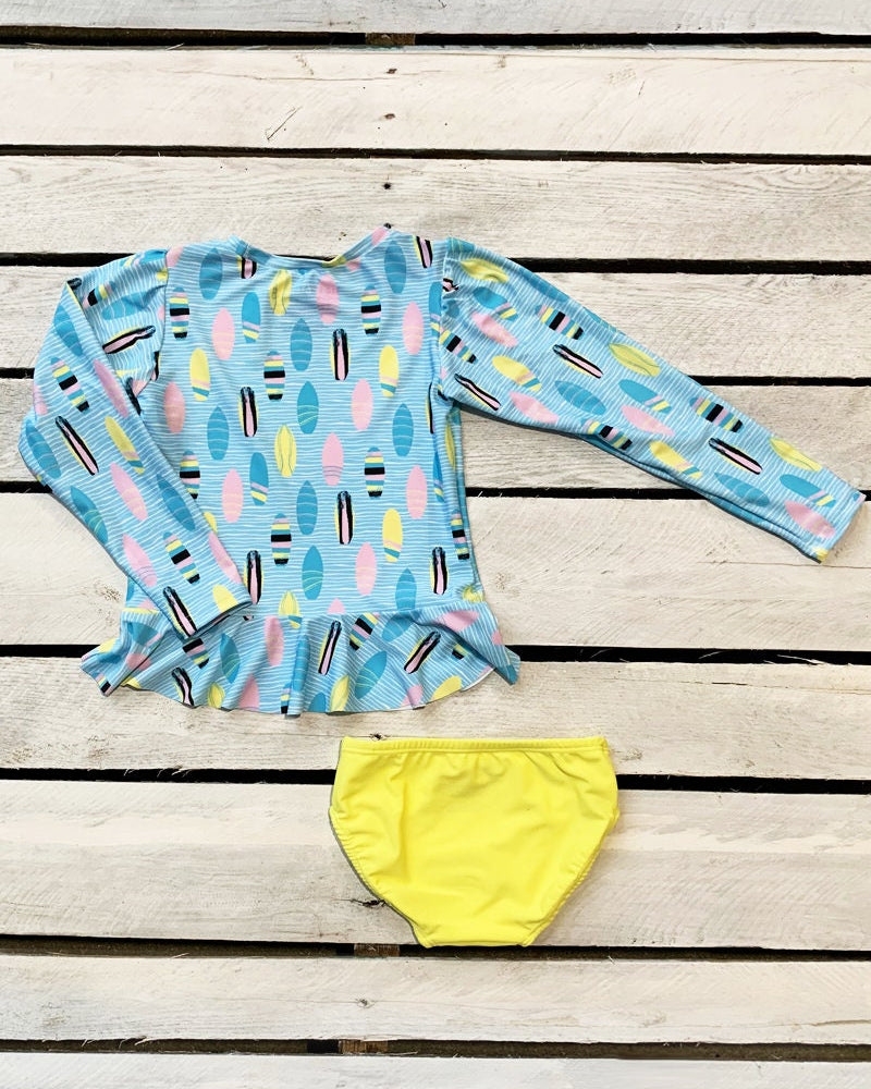 Girls Surf's Up UPF 50 Sun Shirt and Swim Bottom Set