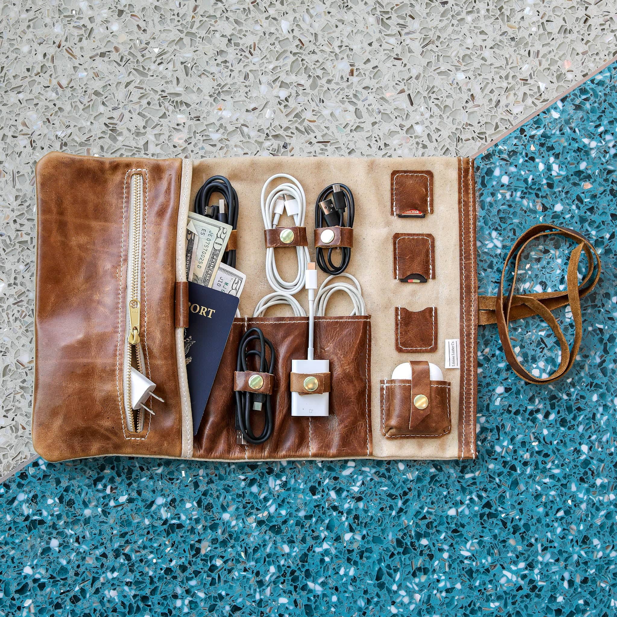 Leather and Canvas Tech Roll All For American