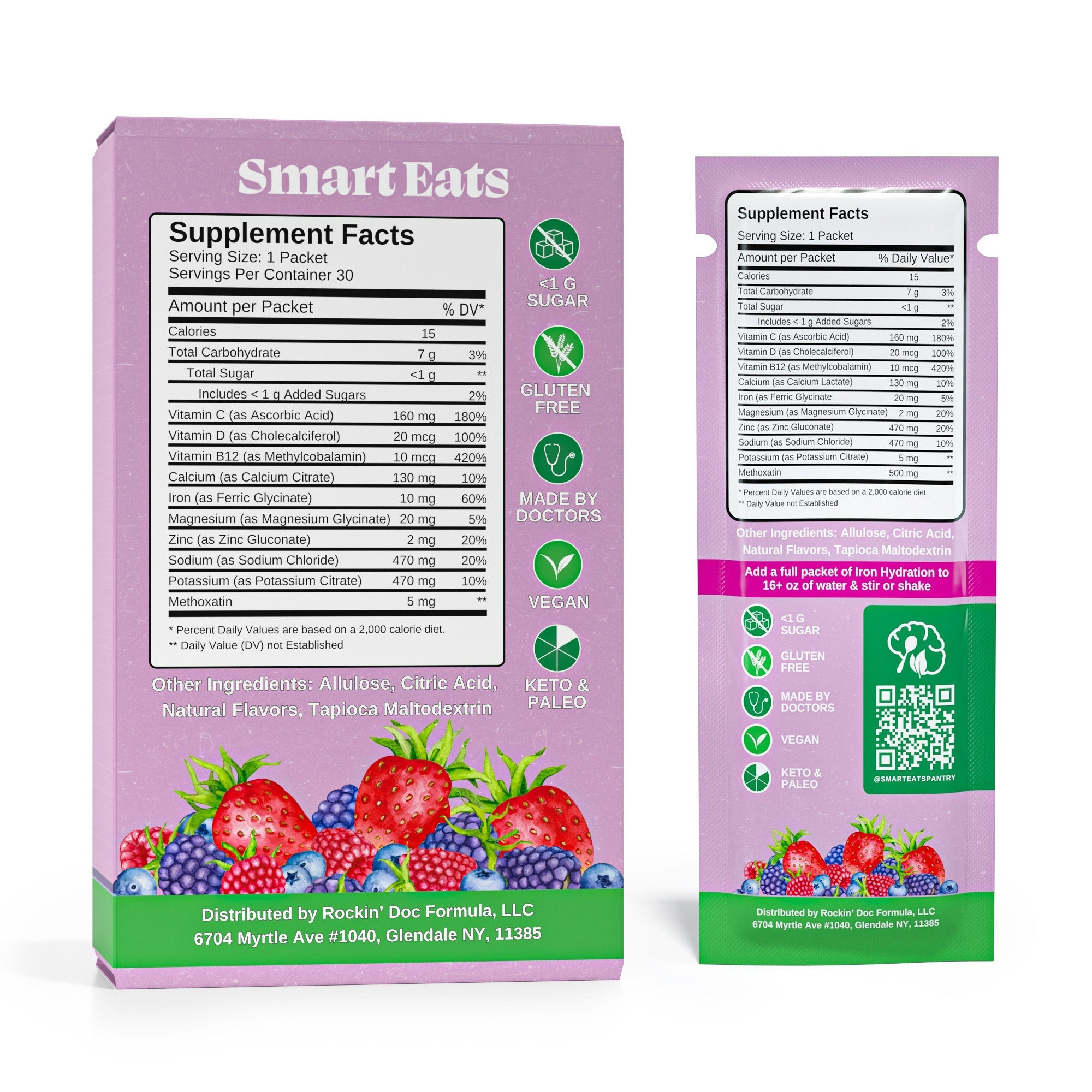 Iron Hydration Electrolyte Drink Mix, 30 Packets, Berry