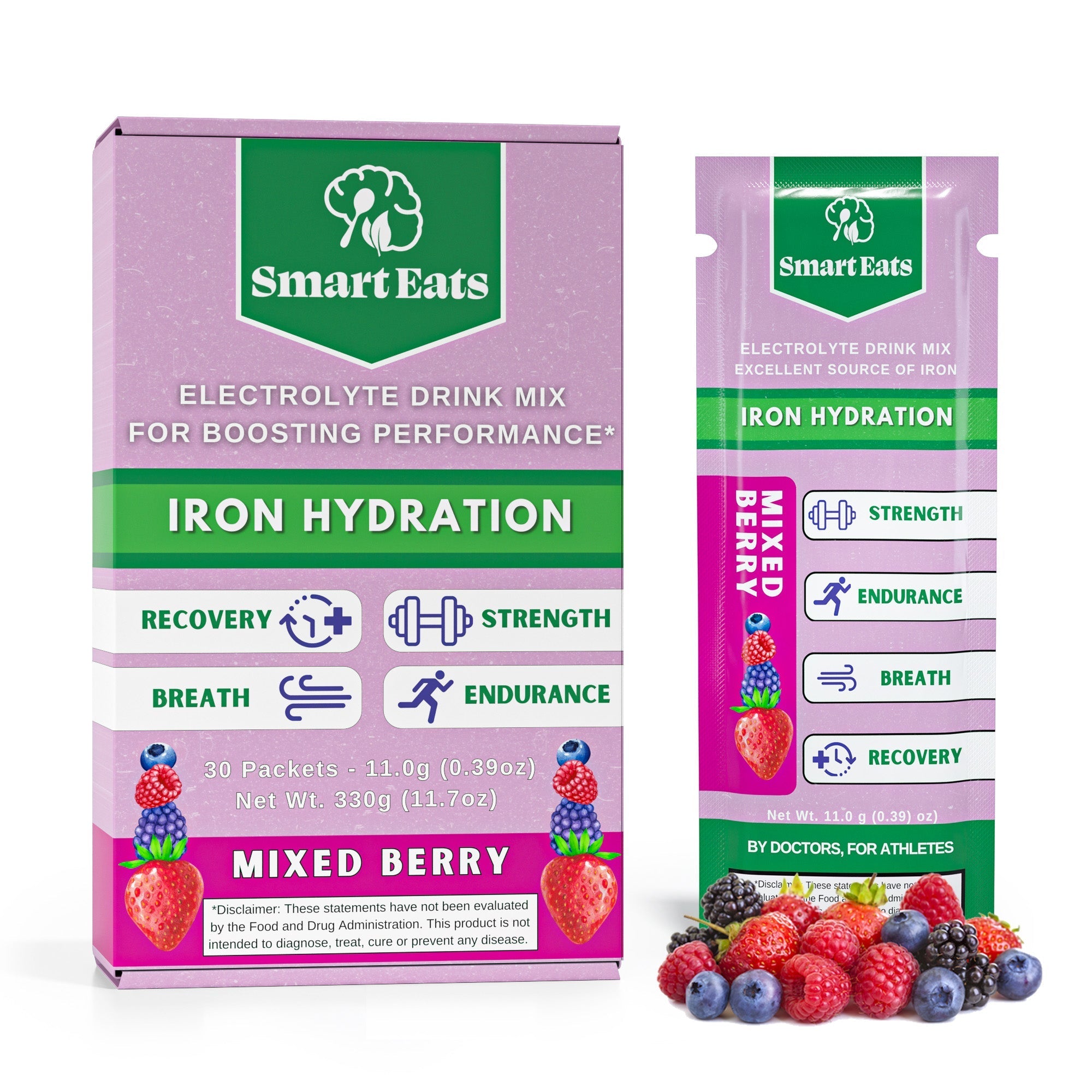 Iron Hydration Electrolyte Drink Mix, 30 Packets, Berry