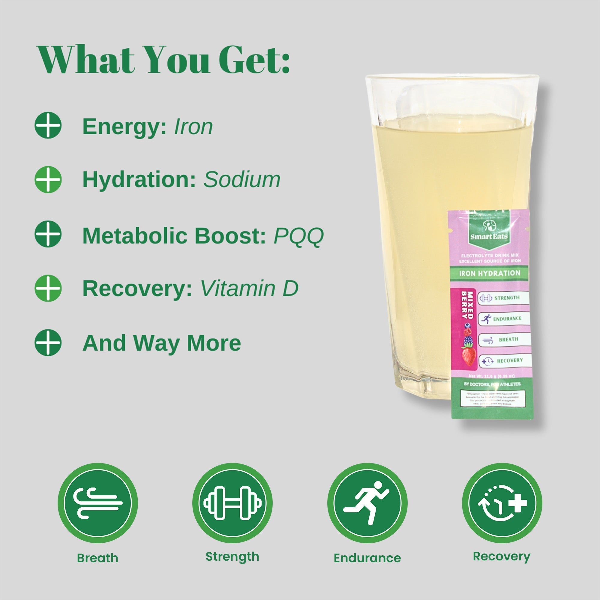 Iron Hydration Electrolyte Drink Mix, 30 Packets, Berry