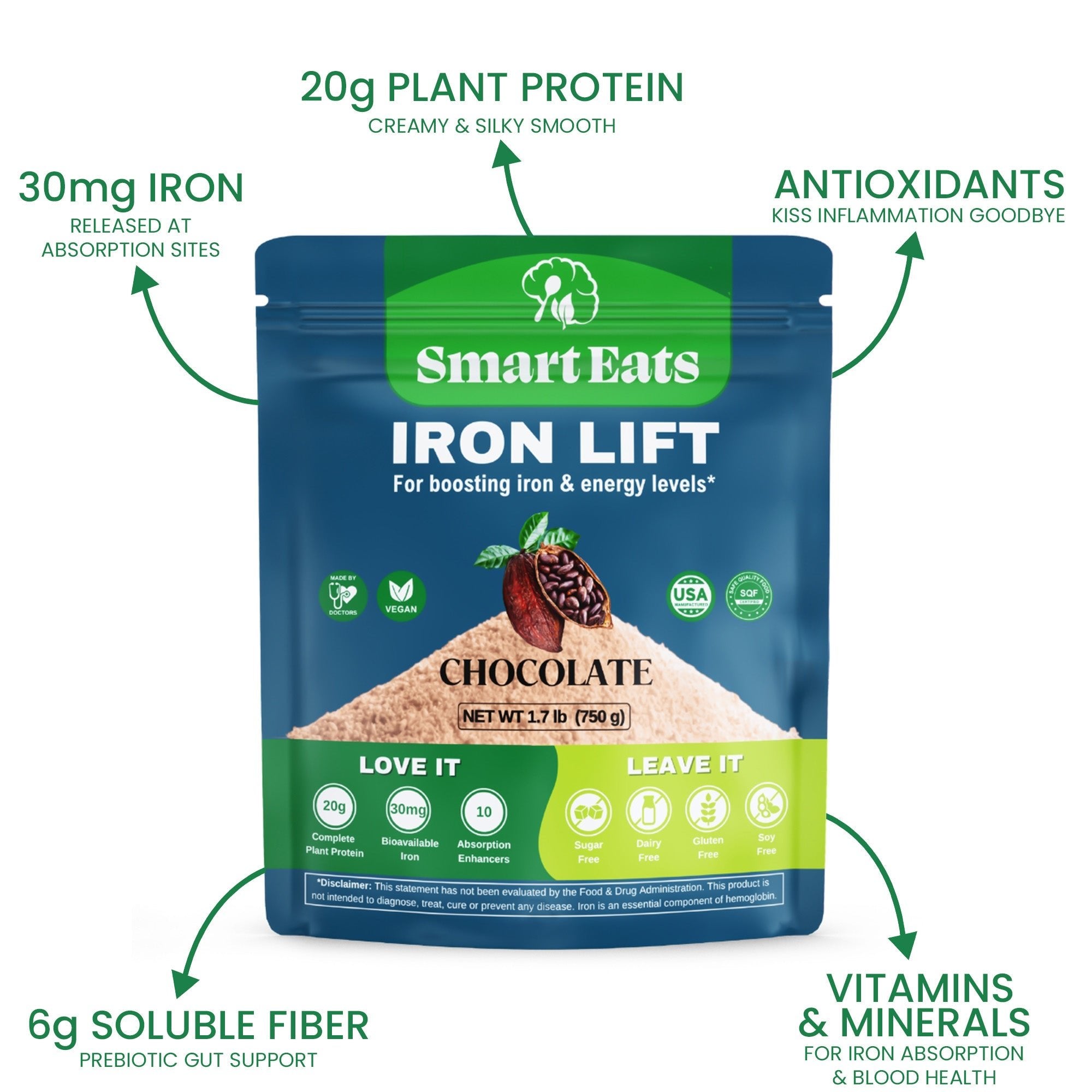 Iron Lift Protein Powder Drink Mix - 30 Servings, Chocolate