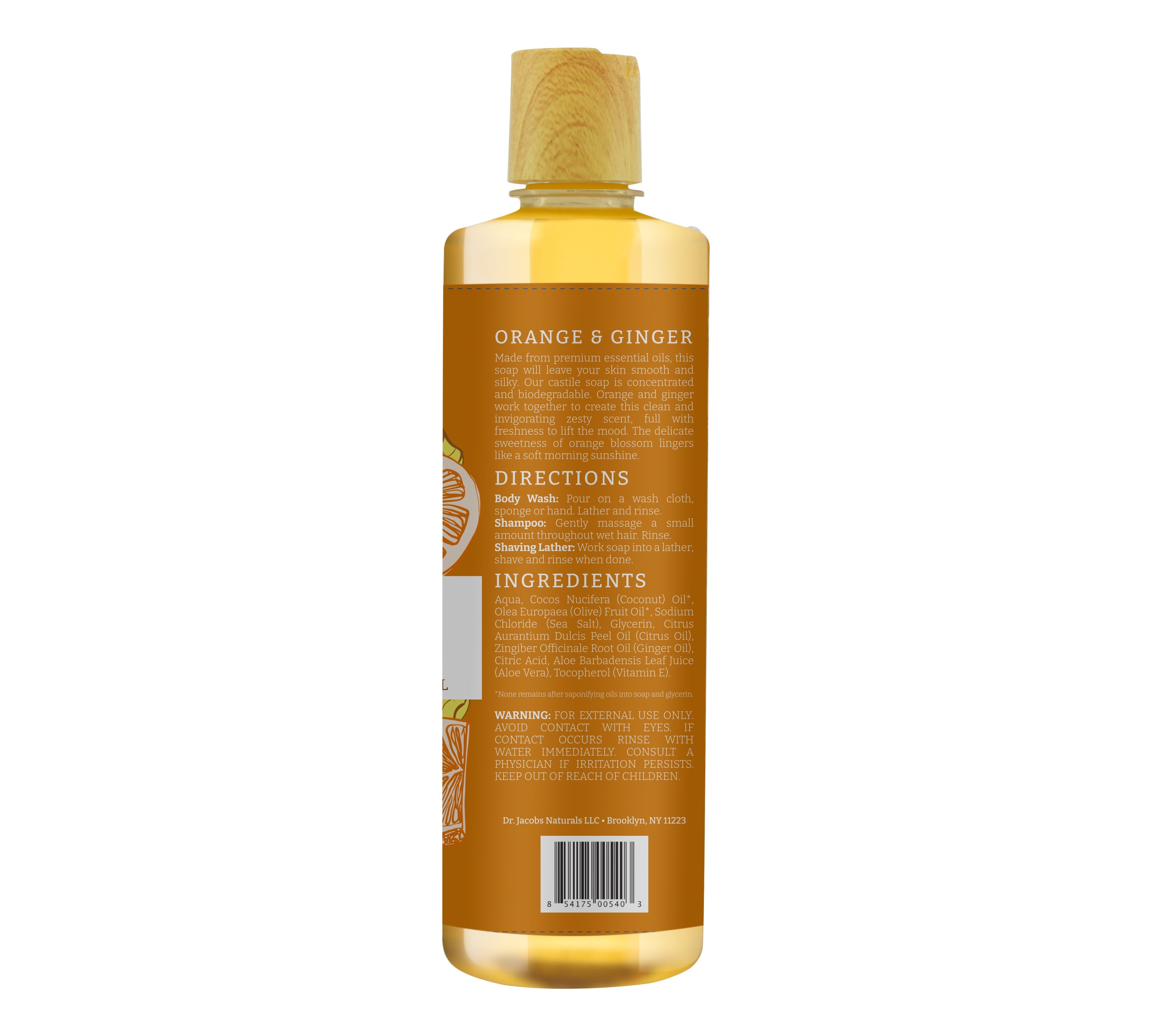 Citrus Castile Body Wash - Orange & Ginger - 32oz