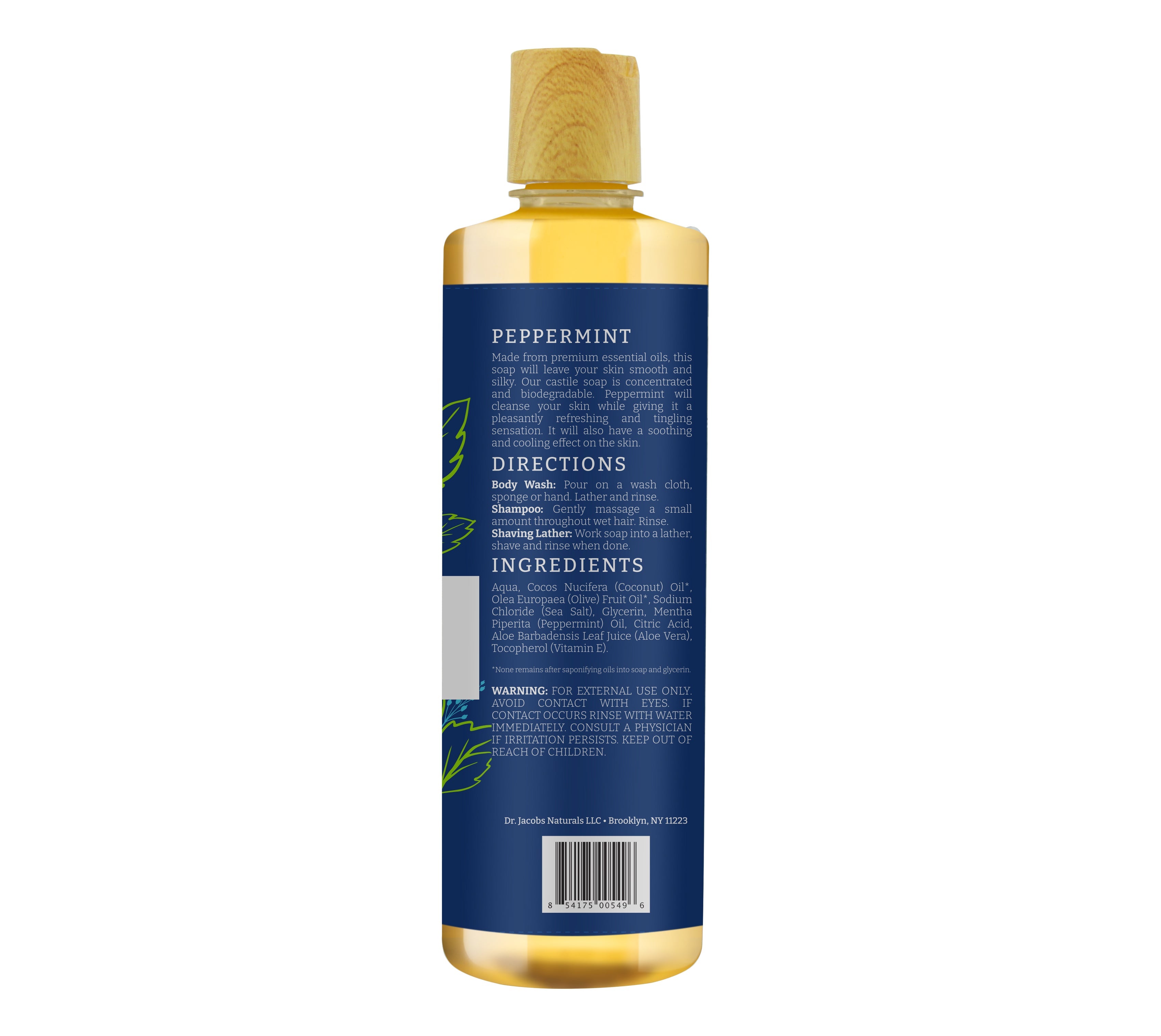 Peppermint Castile Soap Body Wash - 32 oz