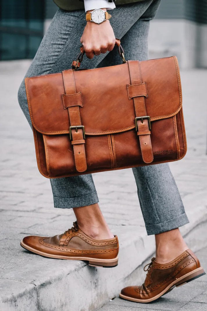 Classic Leather Garfield 15" Laptop Briefcase