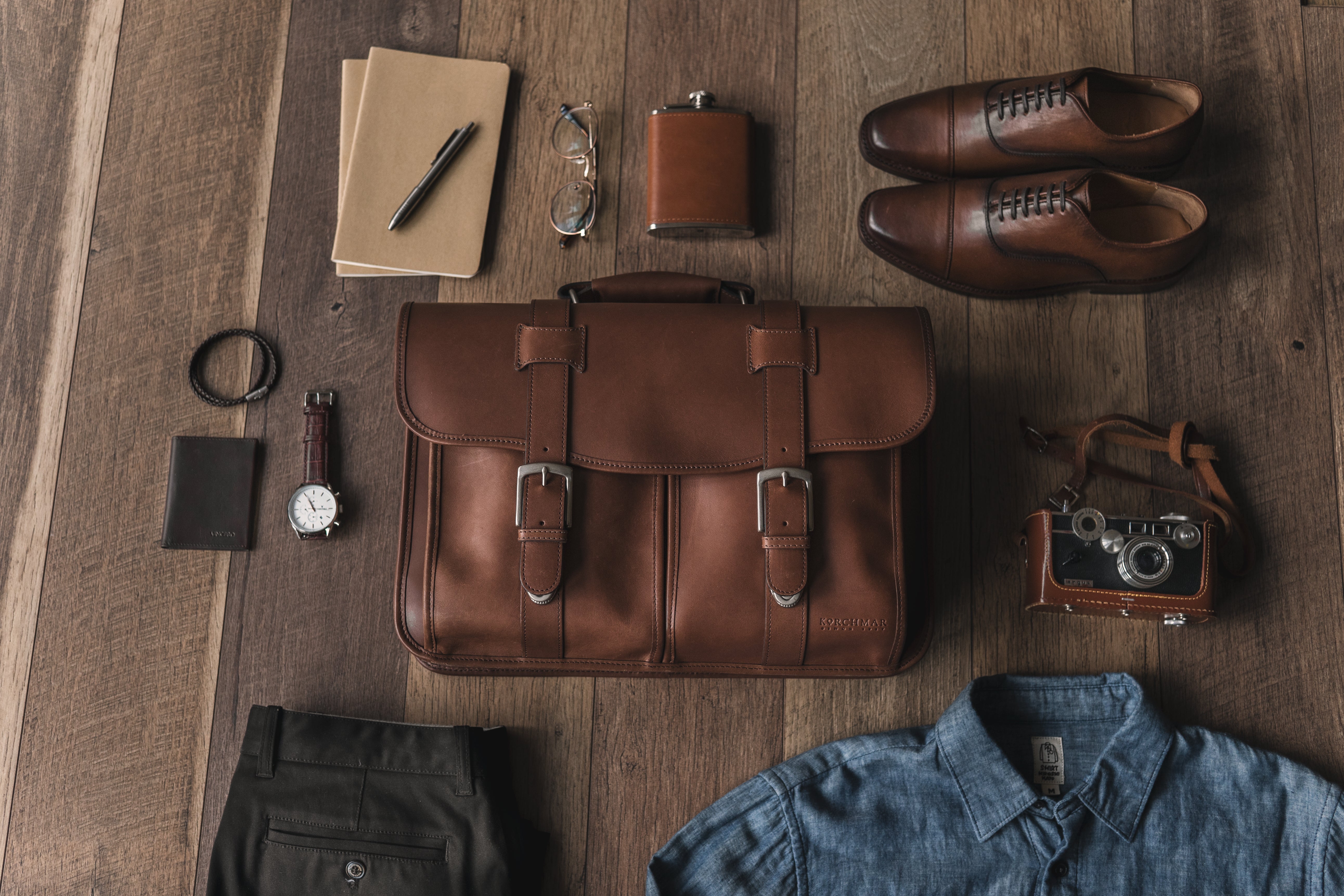 Classic Leather Garfield 15" Laptop Briefcase