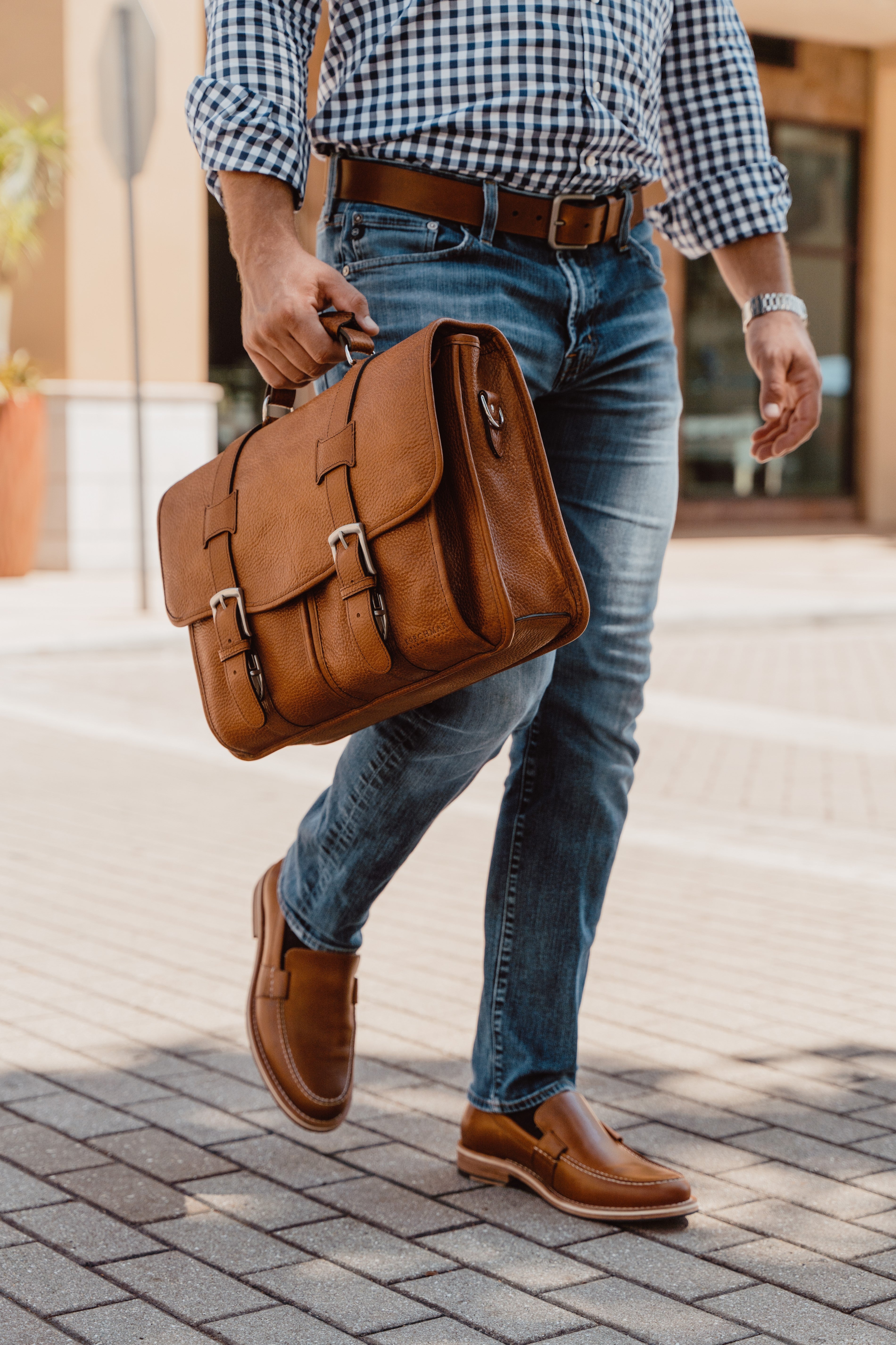 Classic Leather Garfield 15" Laptop Briefcase