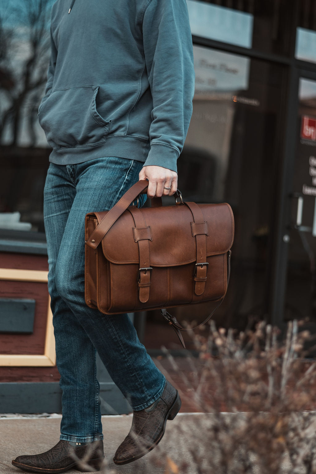 Classic Leather Garfield 15" Laptop Briefcase
