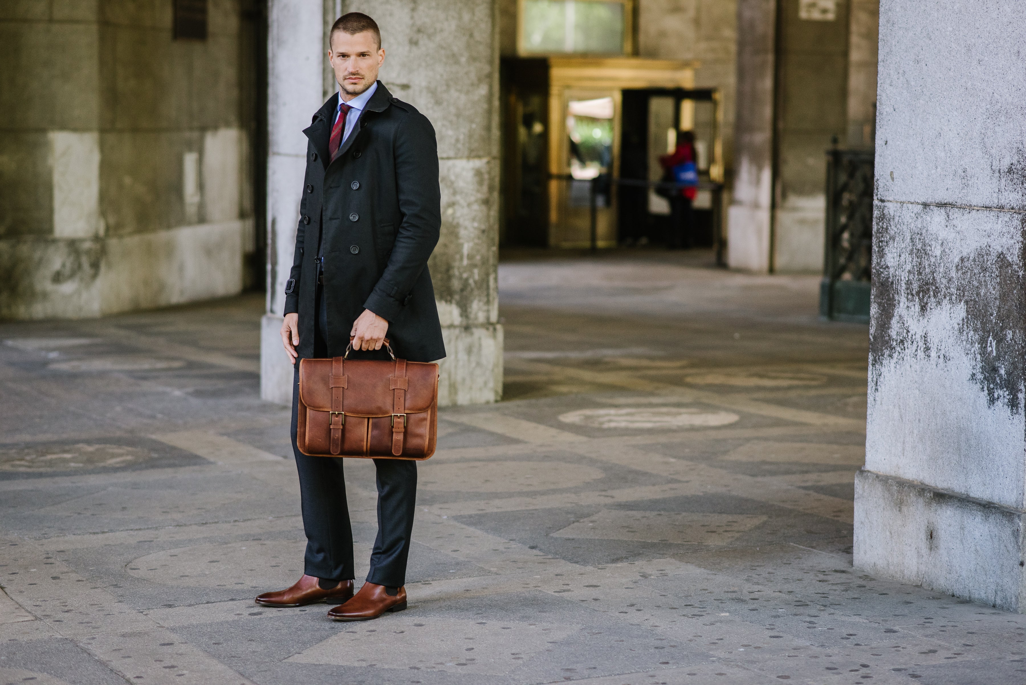 Classic Leather Garfield 15" Laptop Briefcase