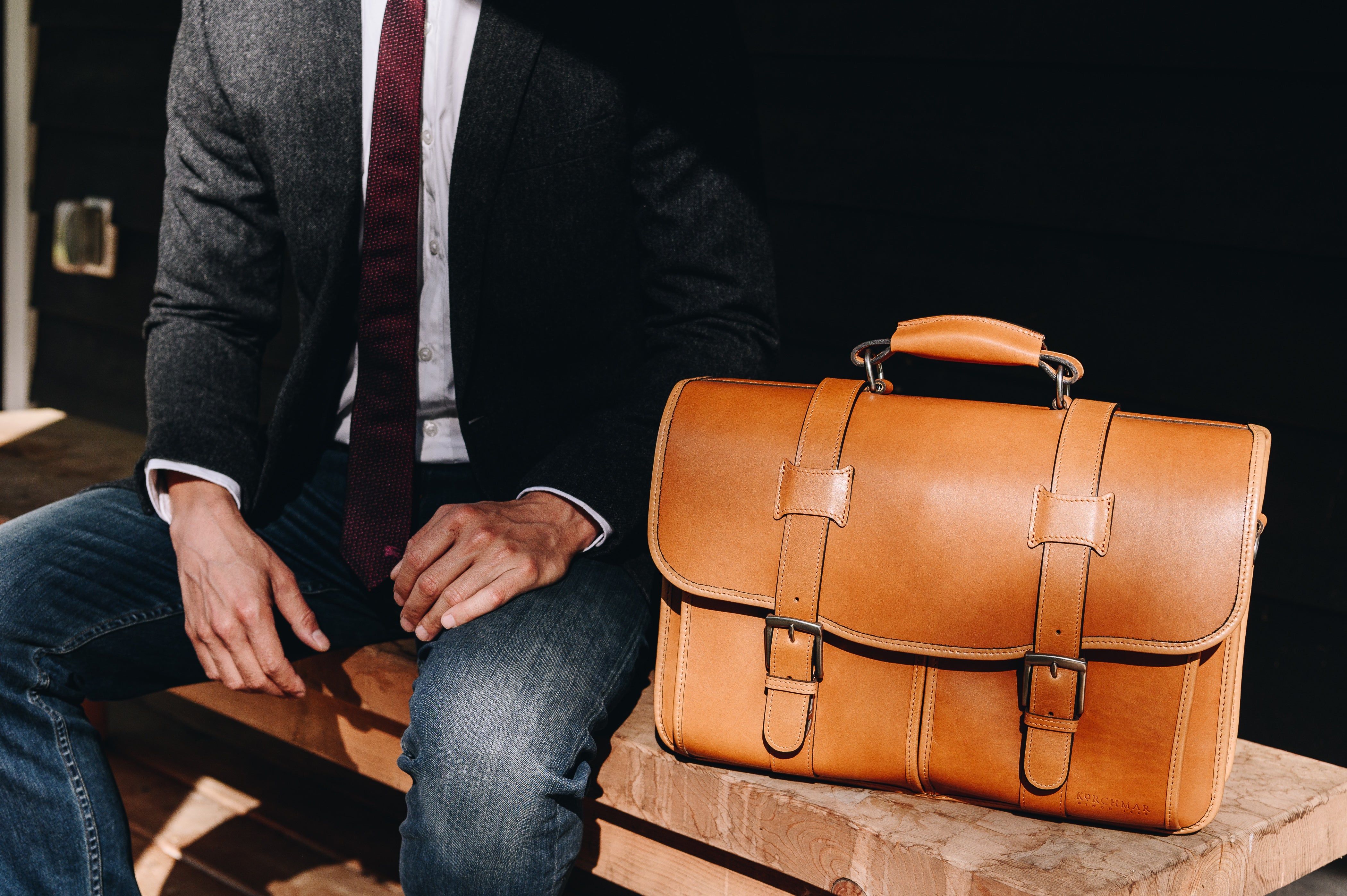 Classic Leather Garfield 15" Laptop Briefcase